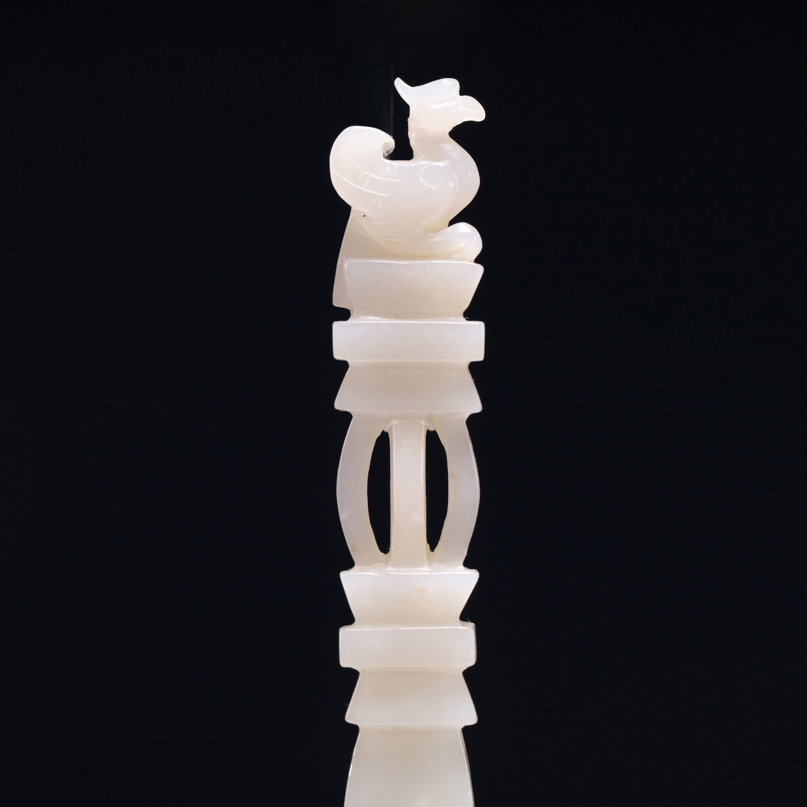 An Exquisite White Jade Phoenix Pattern Ritual Implement - 2