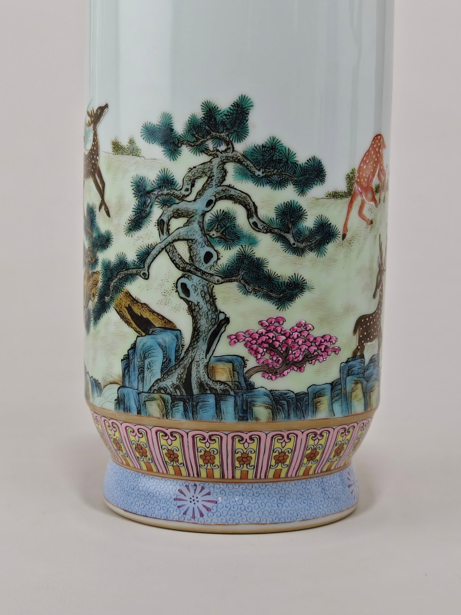 A Rare Enamel Pine and Deer Pattern Vase - 4