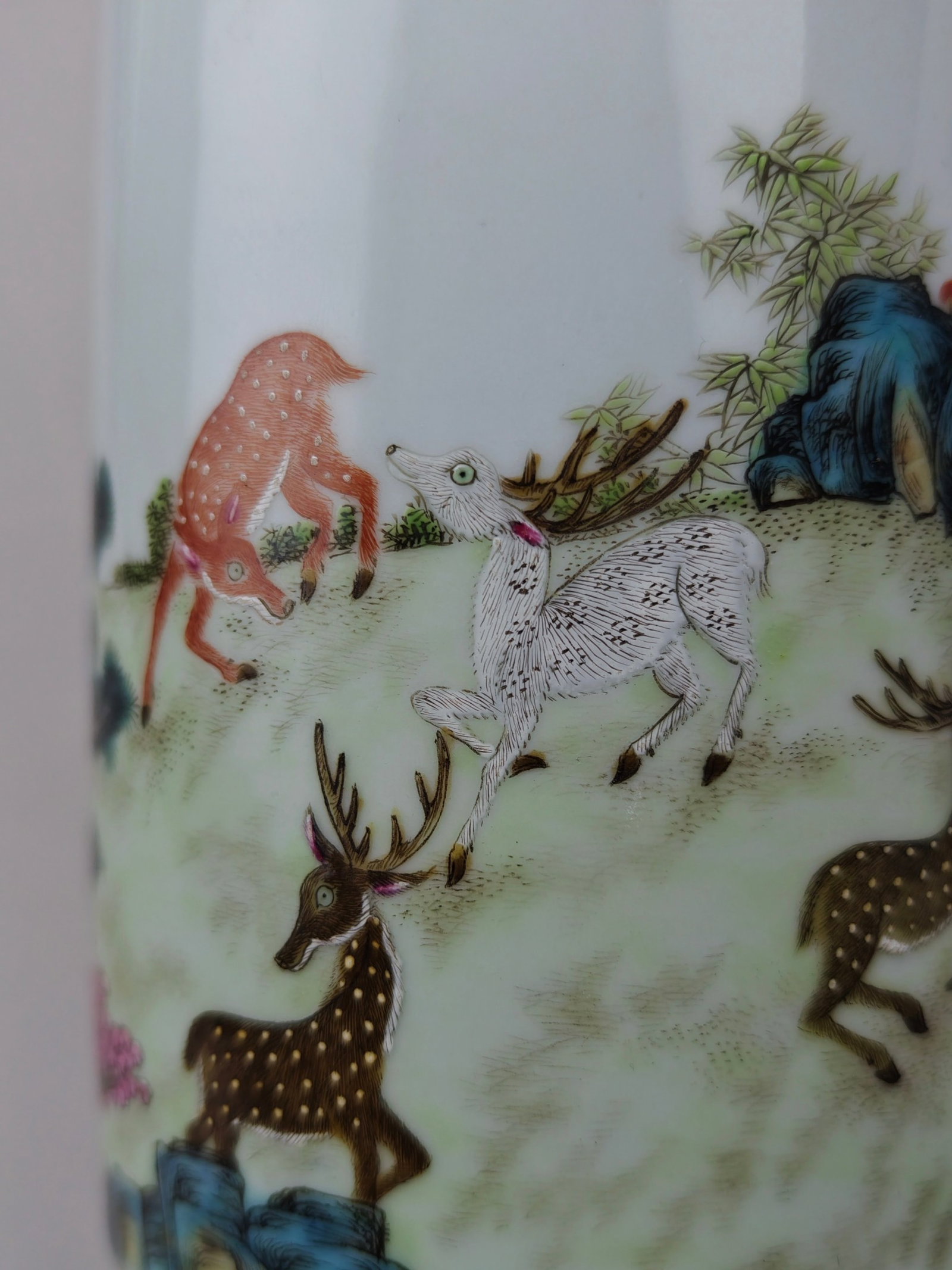 A Rare Enamel Pine and Deer Pattern Vase - 6