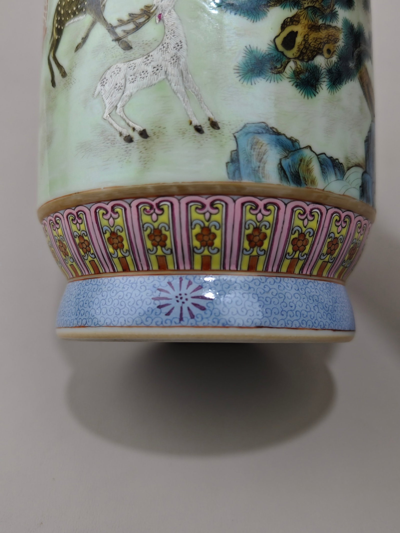 A Rare Enamel Pine and Deer Pattern Vase - 8
