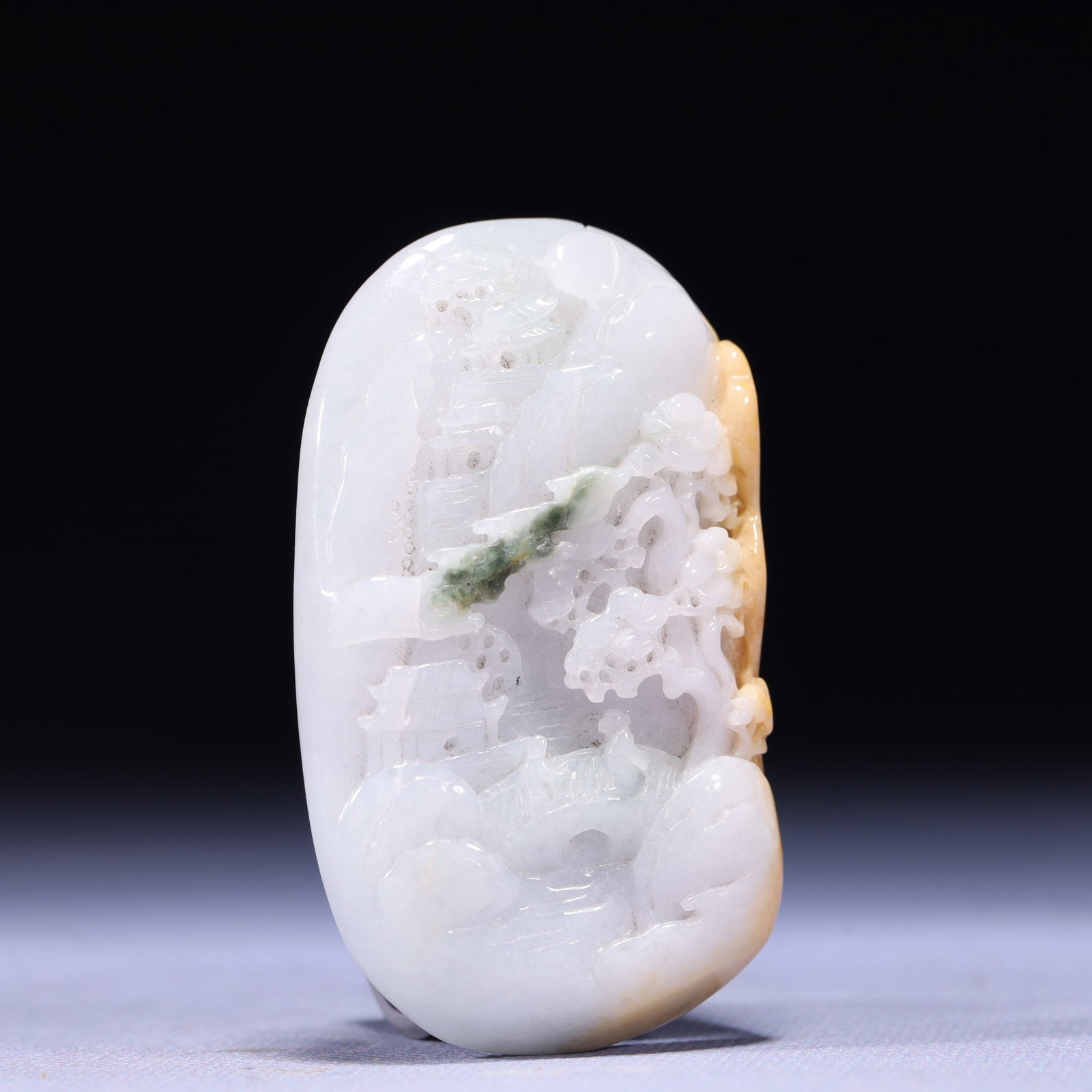 An Exquisite Jadeite Landscape Pattern Pendant - 3