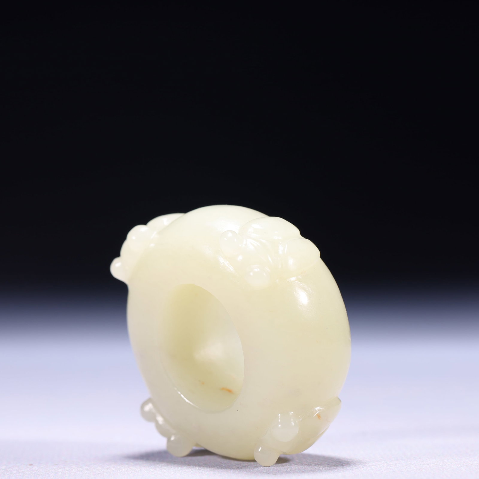 An Exquisite White Jade Cicada Pattern Thumb Ring - 4
