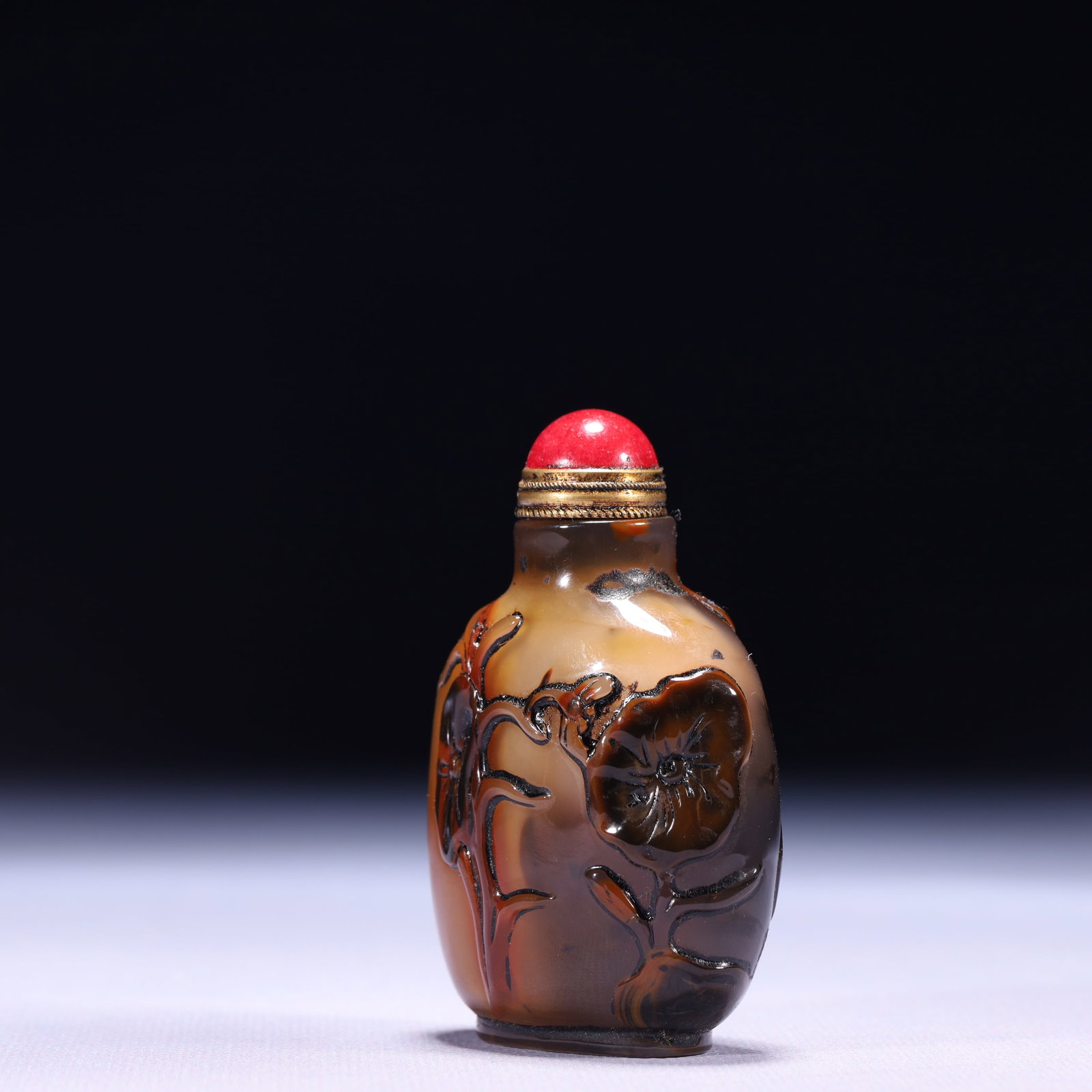 An Exquisite Agate Flower Pattern Snuff Bottle - 5