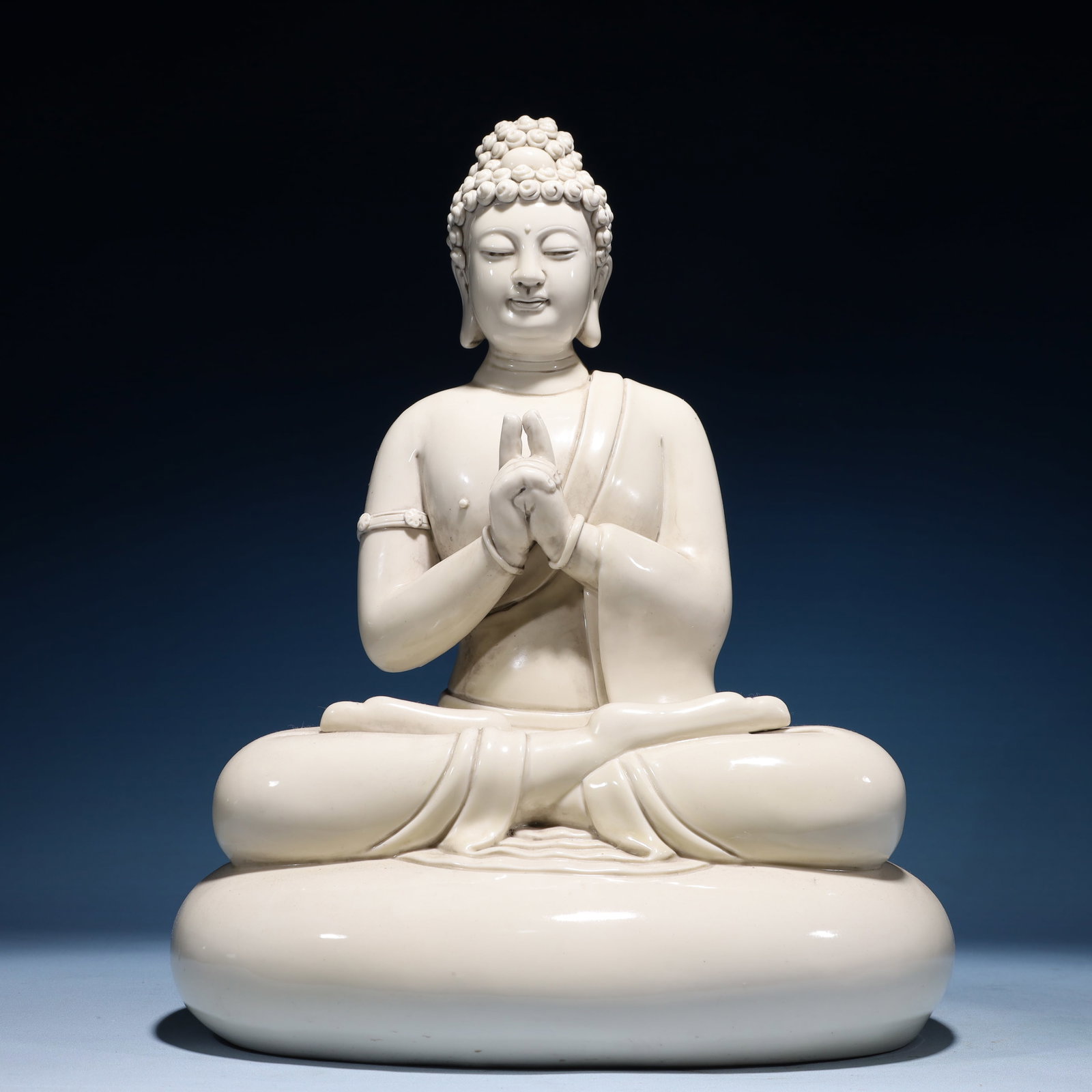 A Solemn Blance-De-Chine Statue of Sakyamuni (1 of 10)