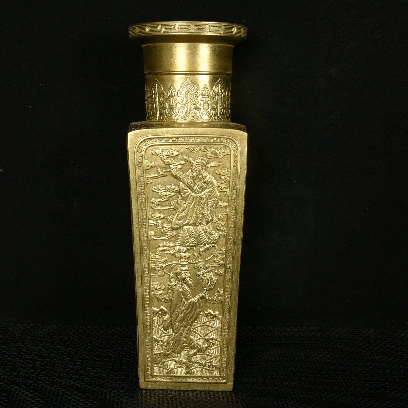 A Rare Gilt Character and Story Pattern Vase: A Rare Gilt Character and Story Pattern Vase,Qing Dynasty,China,Qianlong Six-character Mark,Size:14.1inx4.4in 鎏金人物故事纹瓶,中国清&