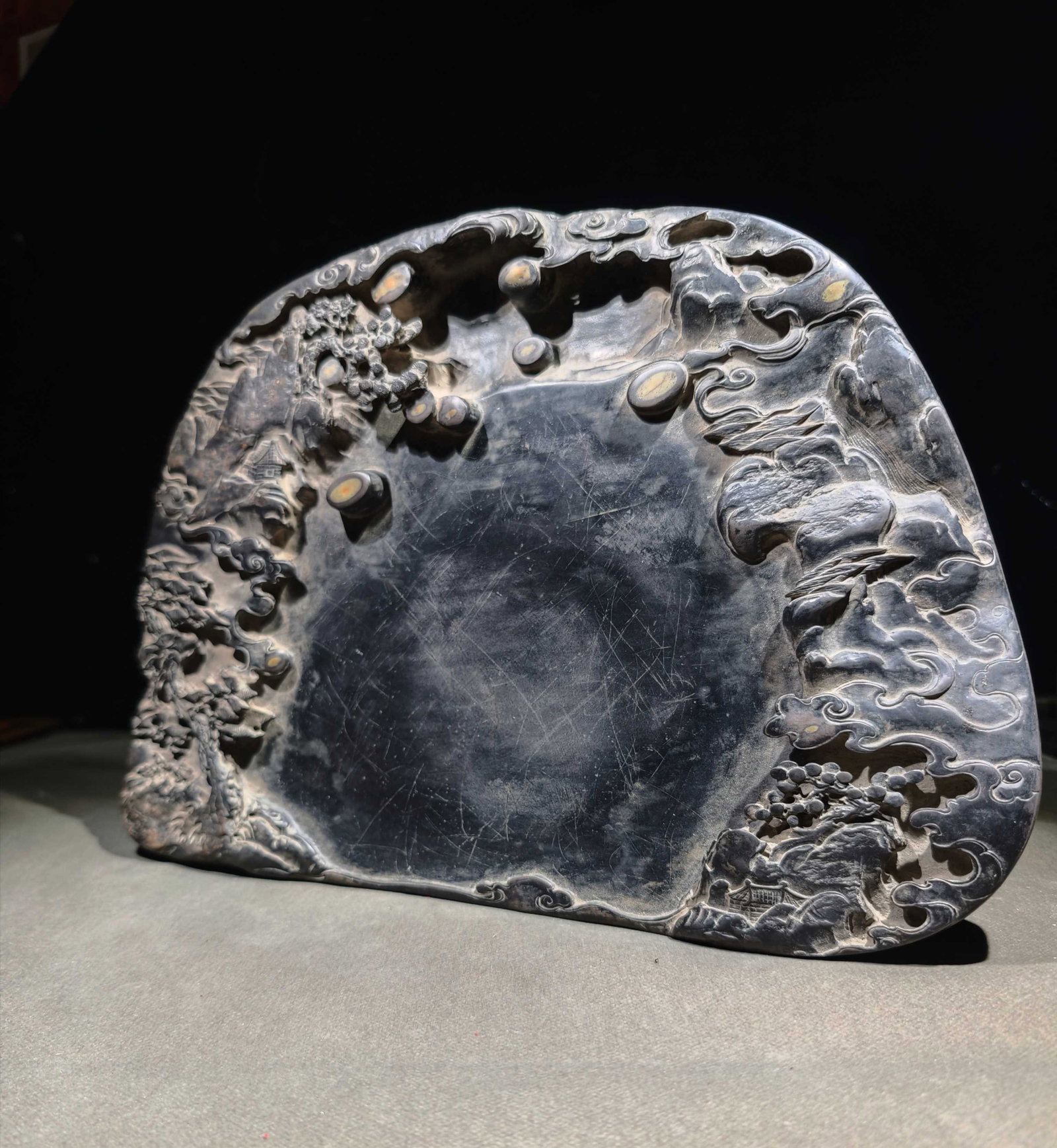 A Rare Landscape Pattern Inkstone,With Poem (1 of 9)