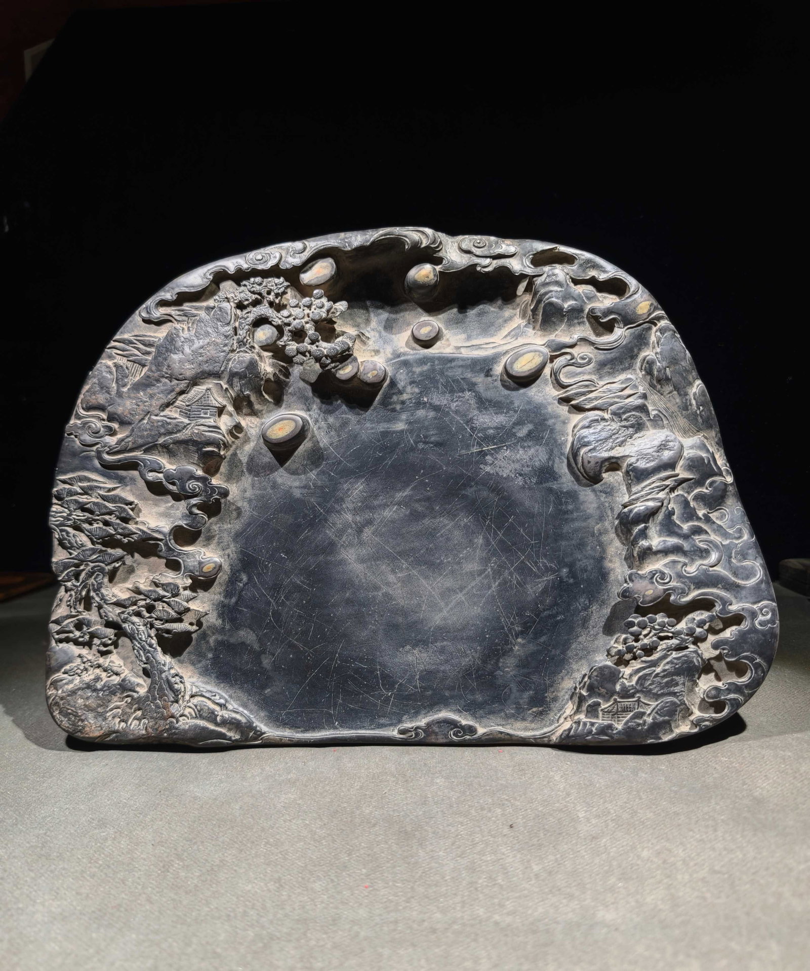 A Rare Landscape Pattern Inkstone,With Poem - 2
