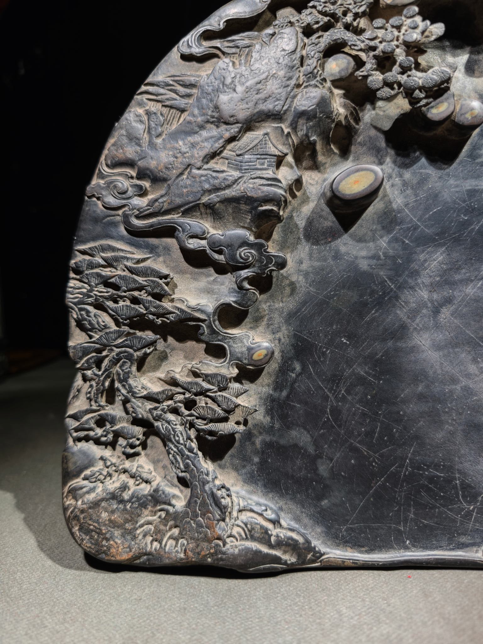 A Rare Landscape Pattern Inkstone,With Poem - 3