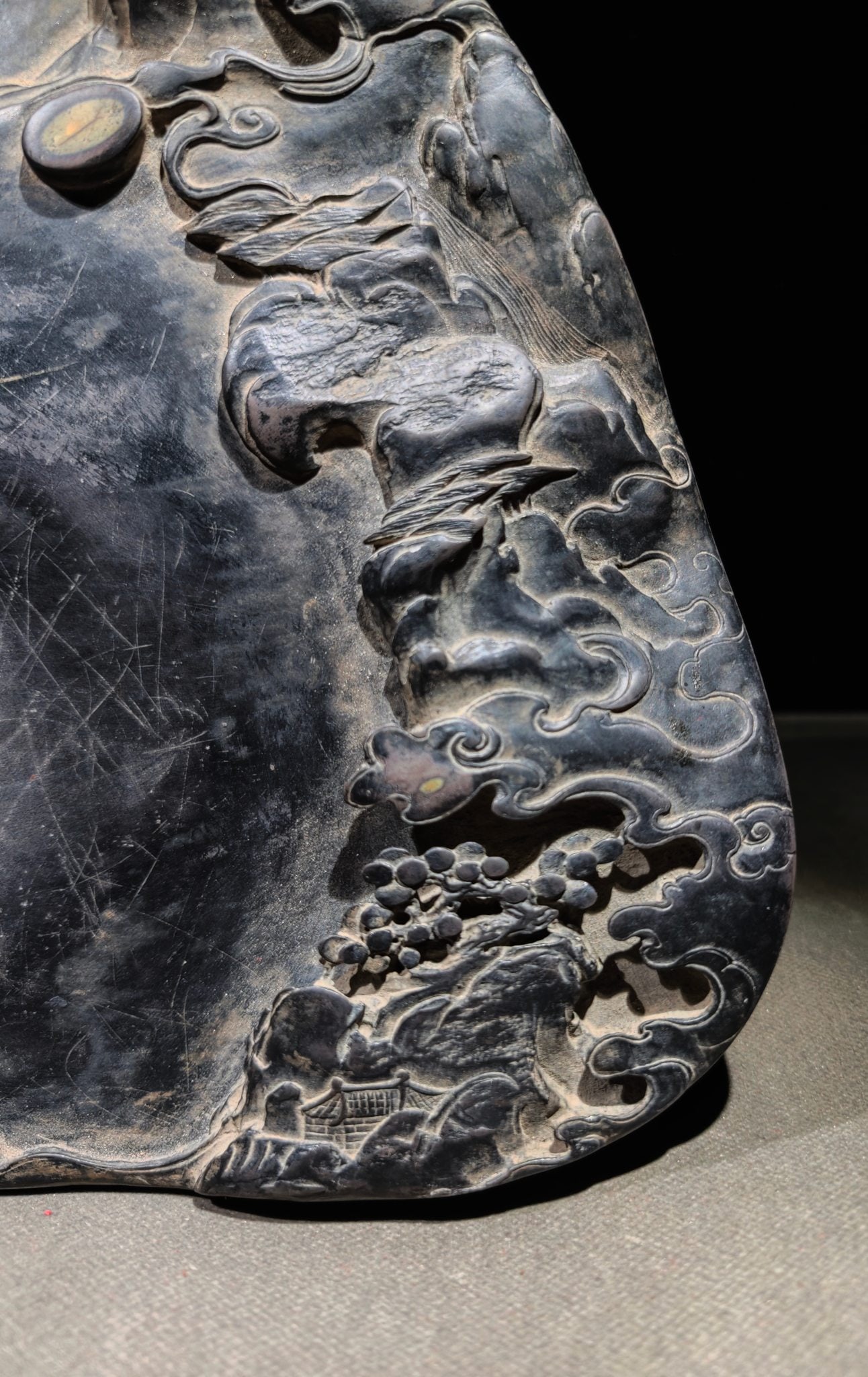 A Rare Landscape Pattern Inkstone,With Poem - 4