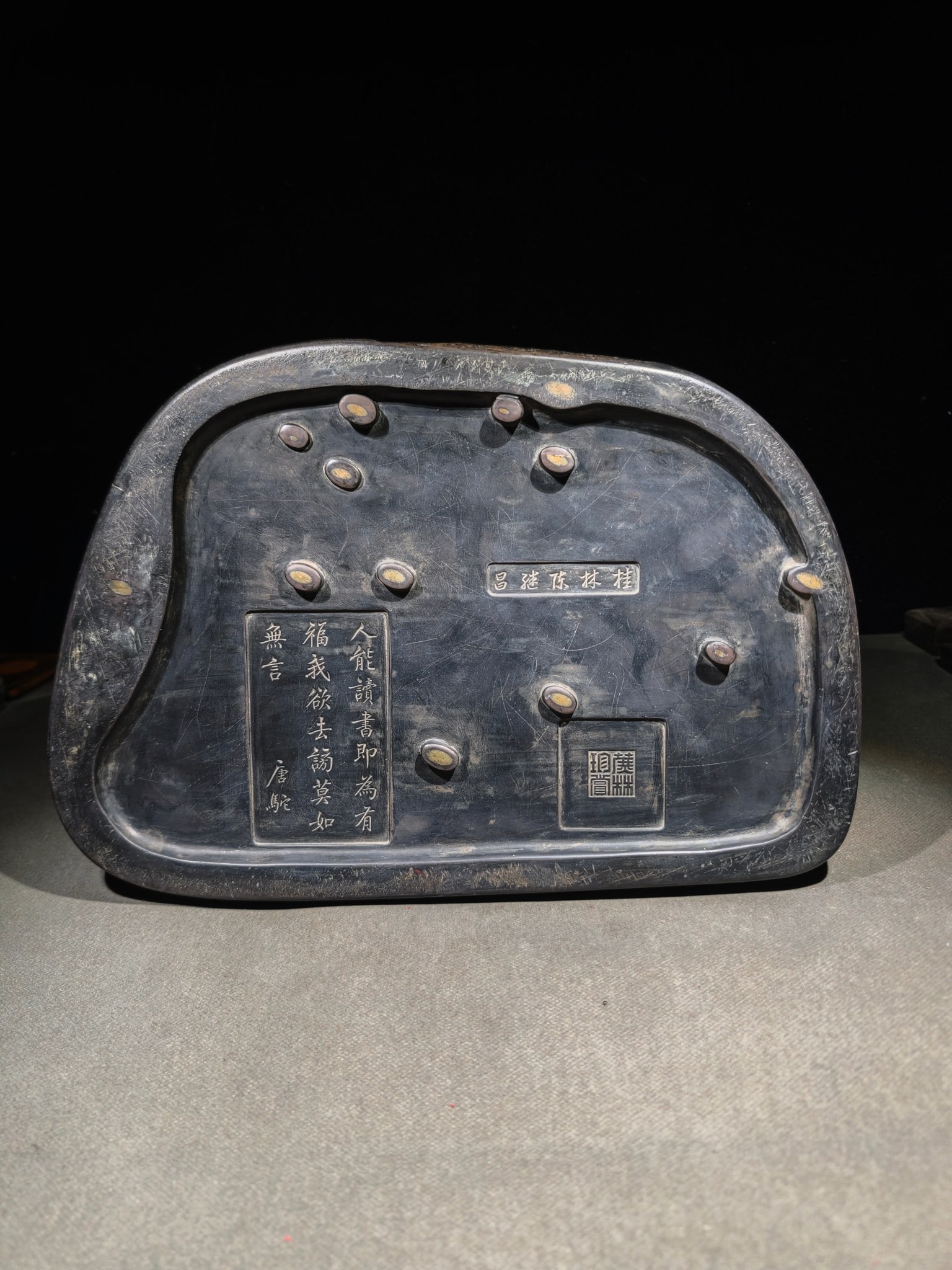 A Rare Landscape Pattern Inkstone,With Poem - 5