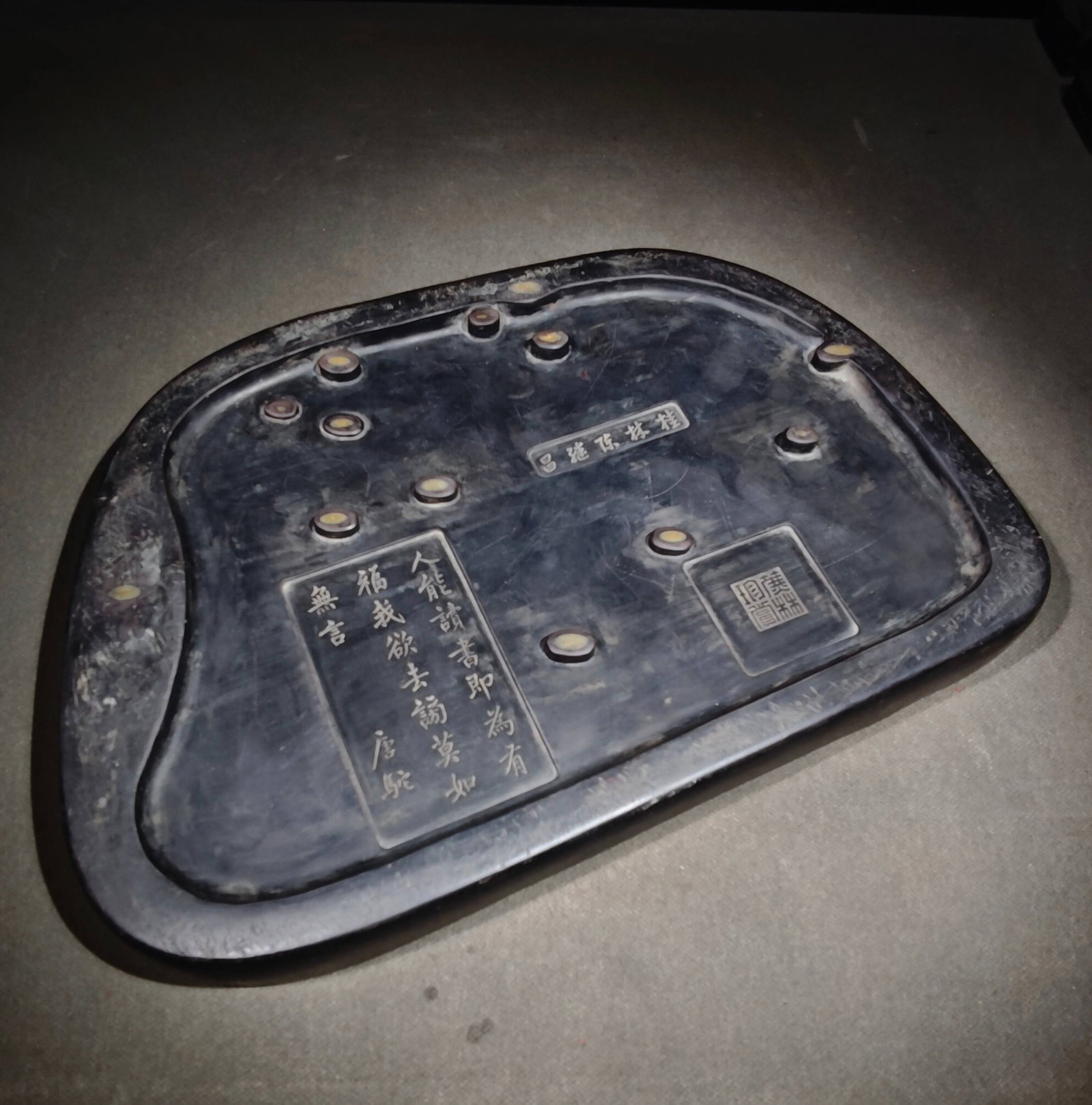 A Rare Landscape Pattern Inkstone,With Poem - 8