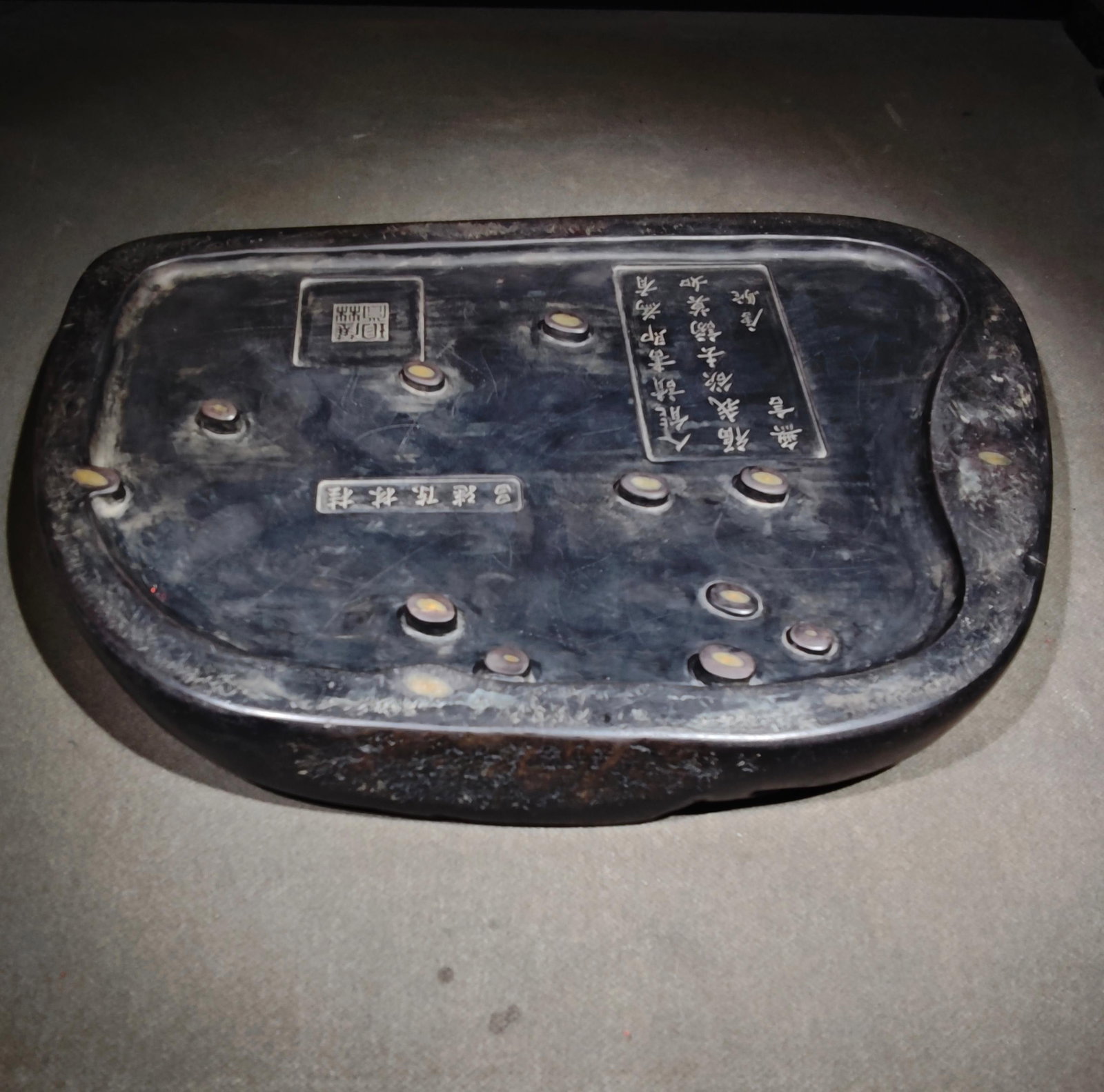 A Rare Landscape Pattern Inkstone,With Poem - 9