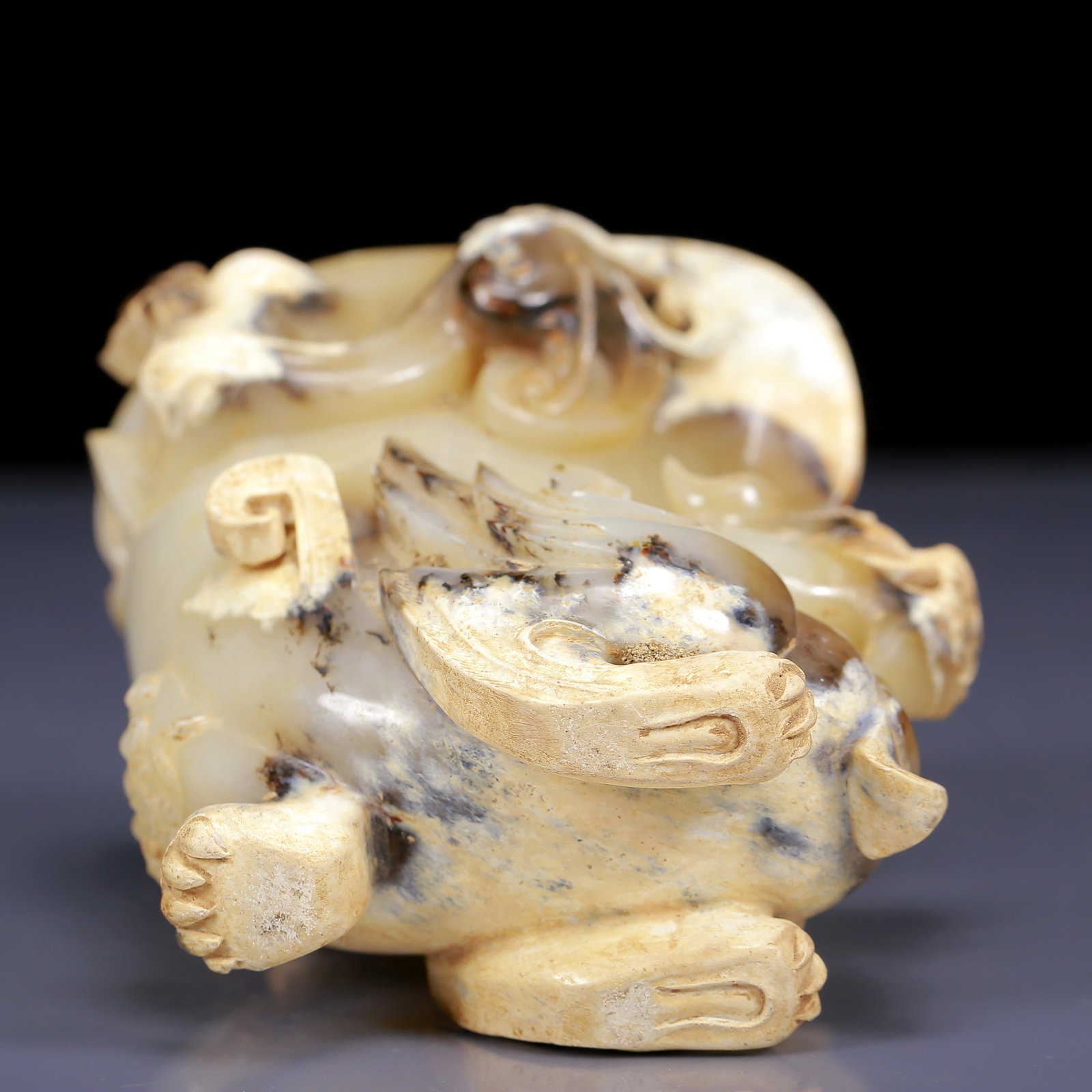 An Exquisite Yellow Jade Auspicious Beast Pattern Goblet - 12