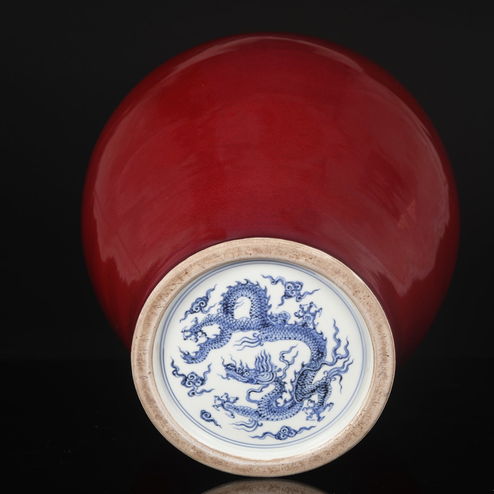 A Huge Ruby red-Glazed Auspicious Cloud and Dragon Pattern Vase - 7