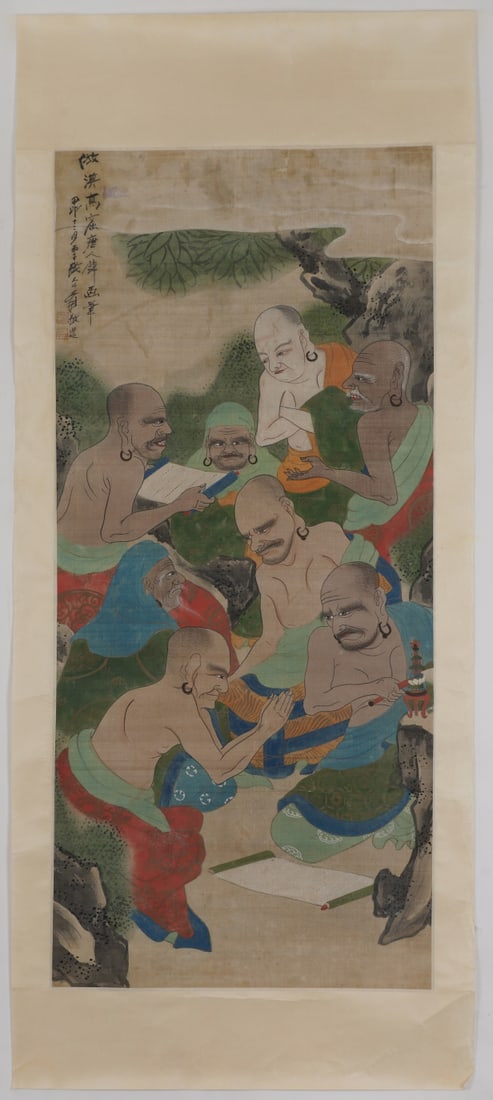 A Chinese Ink Painting of Figure on Silk: A Chinese Ink Painting of Figure on Silk,Zhang Daqian,Size:53.1inx23.6in 一幅中国水墨绢本人物画,张大千