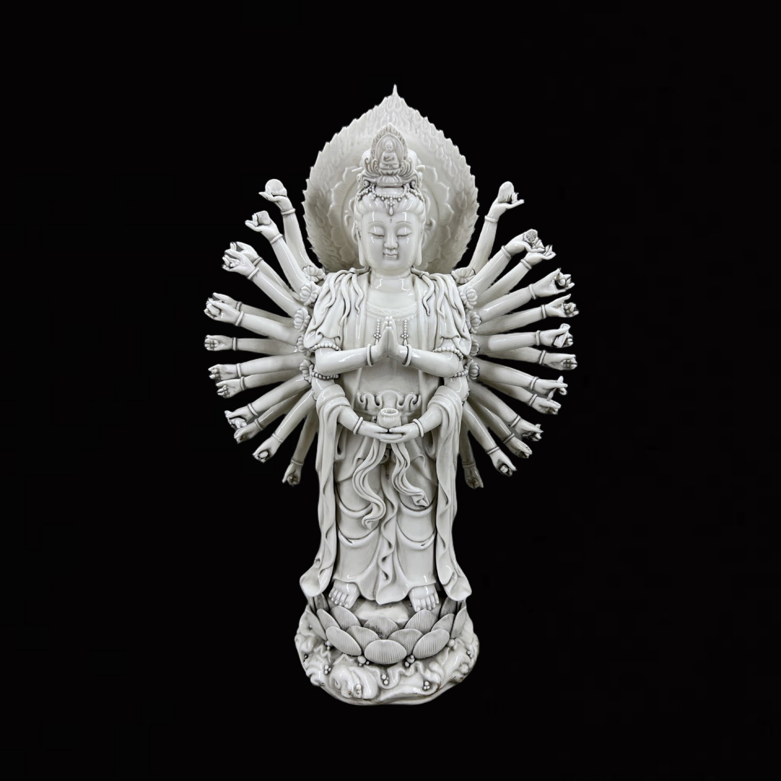 A Solemn Blance-De-Chine Statue of Thousand-hand Guanyin (1 of 7)