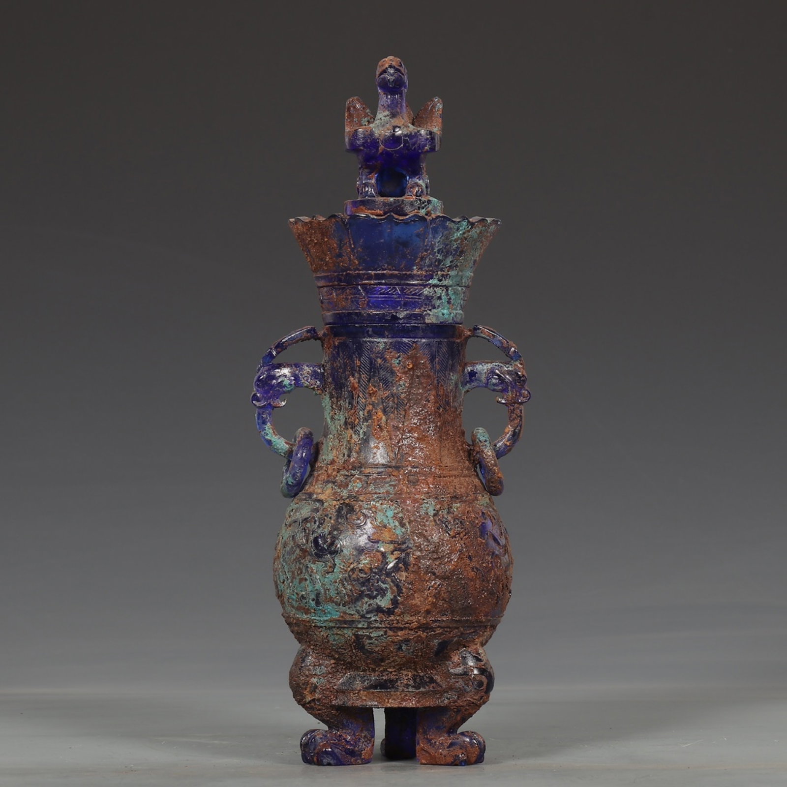An Exquisite Glass Phoenix Double-Ears and Tripod Vase (1 of 9)