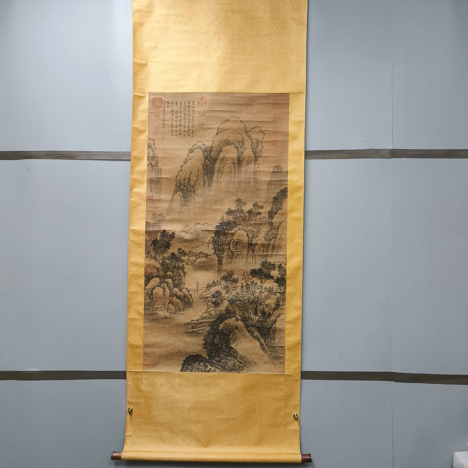 A Chinese Vertical Scroll Ink Painting of Landscape on Paper (1 of 10)
