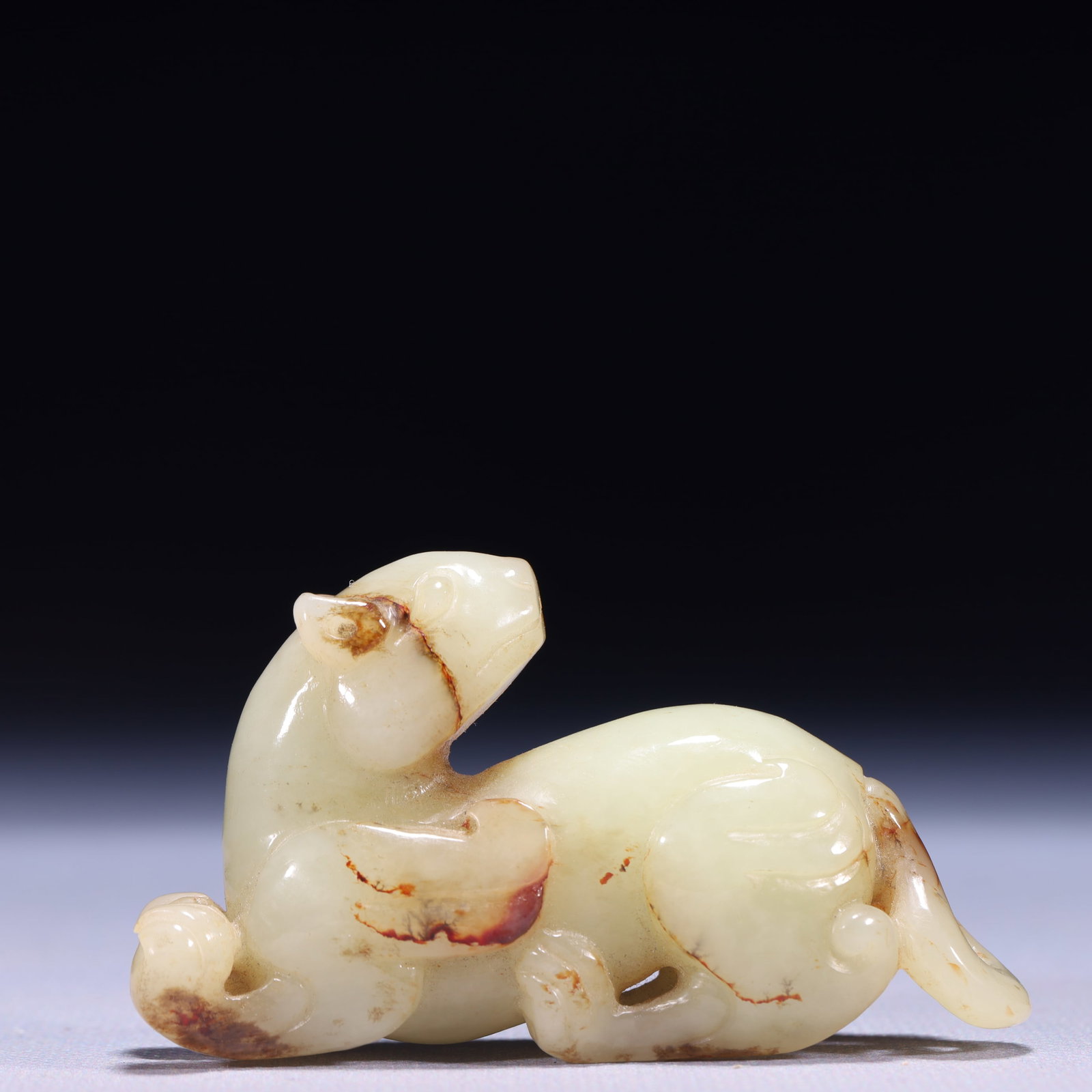 An Exquisite White Jade Wolf Ornament: An Exquisite White Jade Wolf Ornament,Qing Dynasty,China,Size:3inx0.8inx1.6in,Weight:87g 白玉狼摆件,中国清代