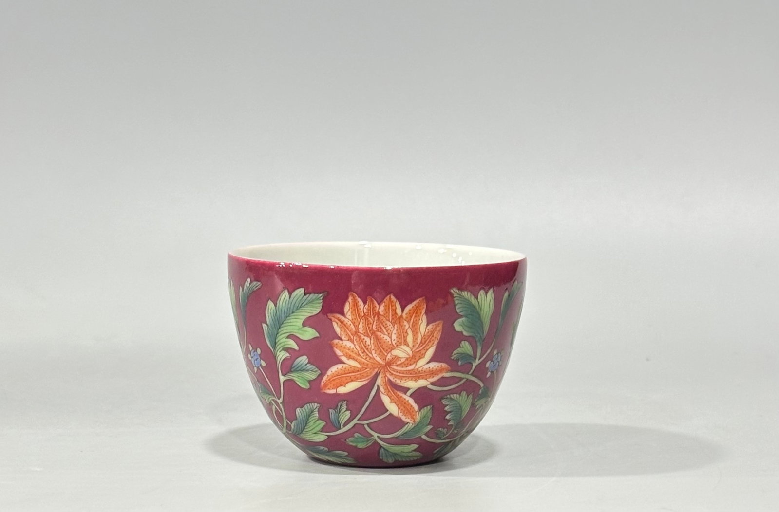An Exquisite Ruby Red-Glazed Enamel Flower Pattern Cup - 3