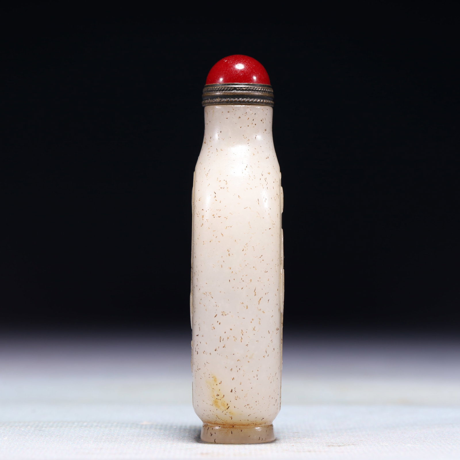 An Exquisite White Jade Flower Pattern Snuff Bottle - 5
