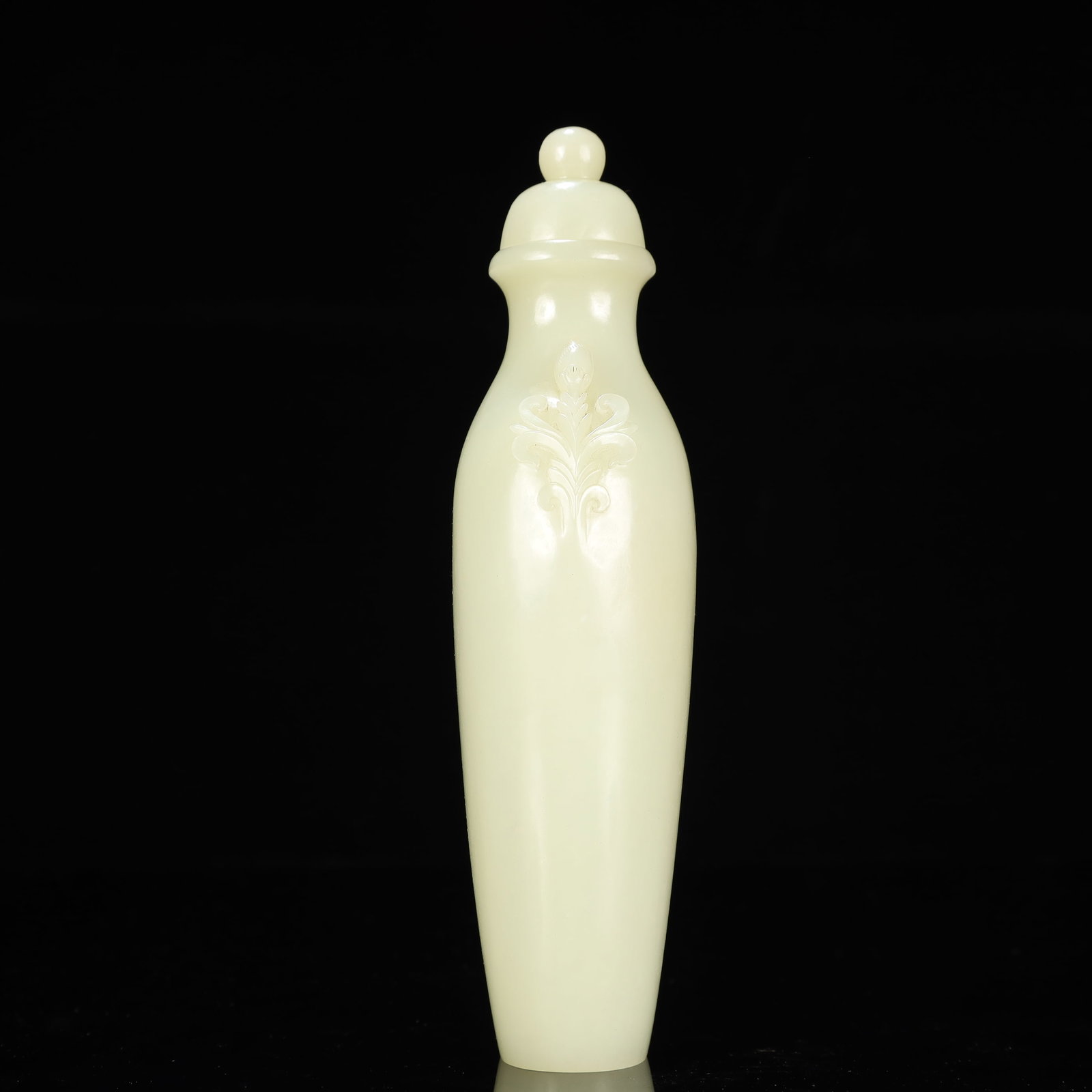 An Exquisite White Jade Flower Pattern Double-Ears Bottle - 3
