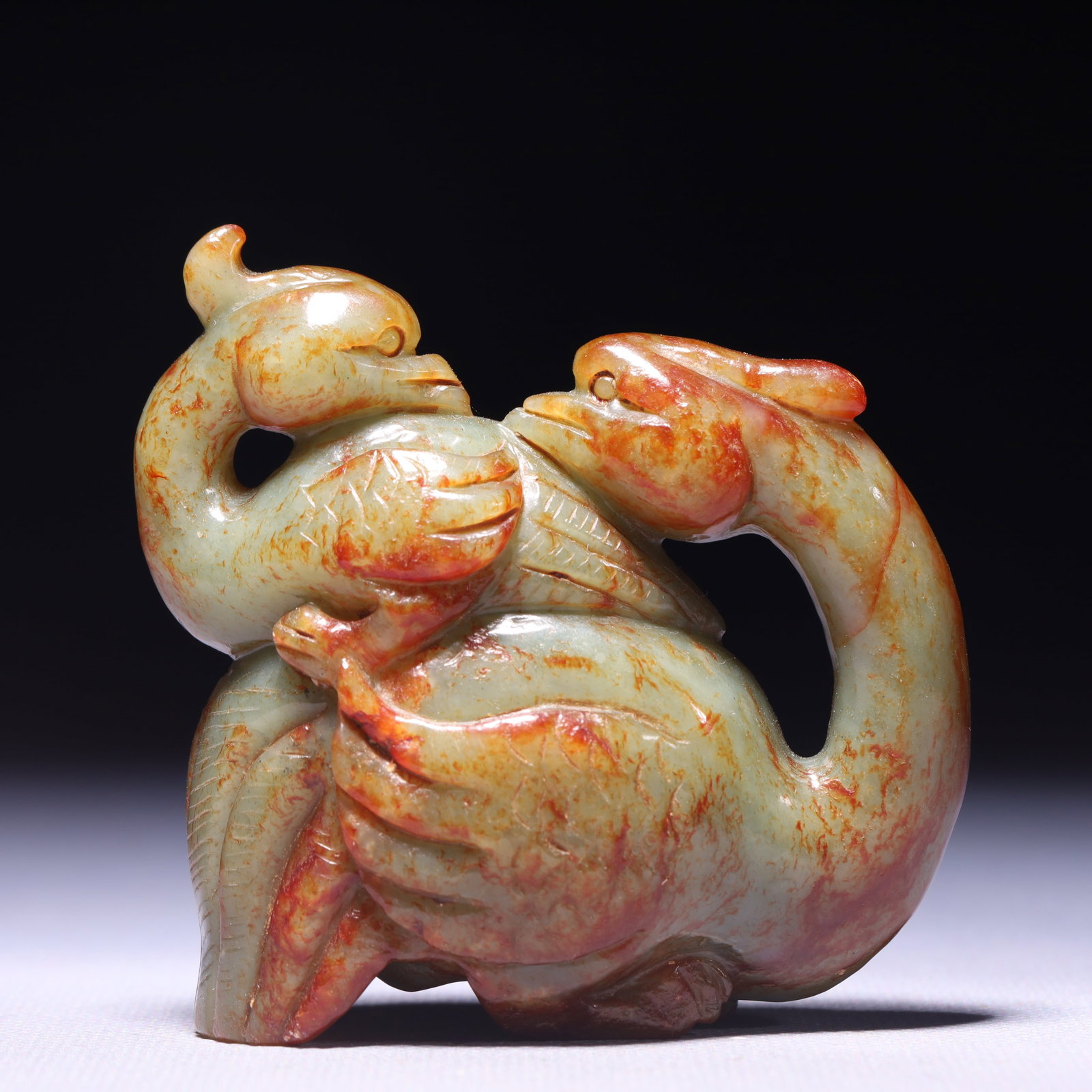 An Exquisite Green Jade Duck Ornament: An Exquisite Green Jade Duck Ornament,Qing Dynasty,China,Size:3inx1.2inx2.8in,Weight:198g 青玉鸭摆件,中国清代