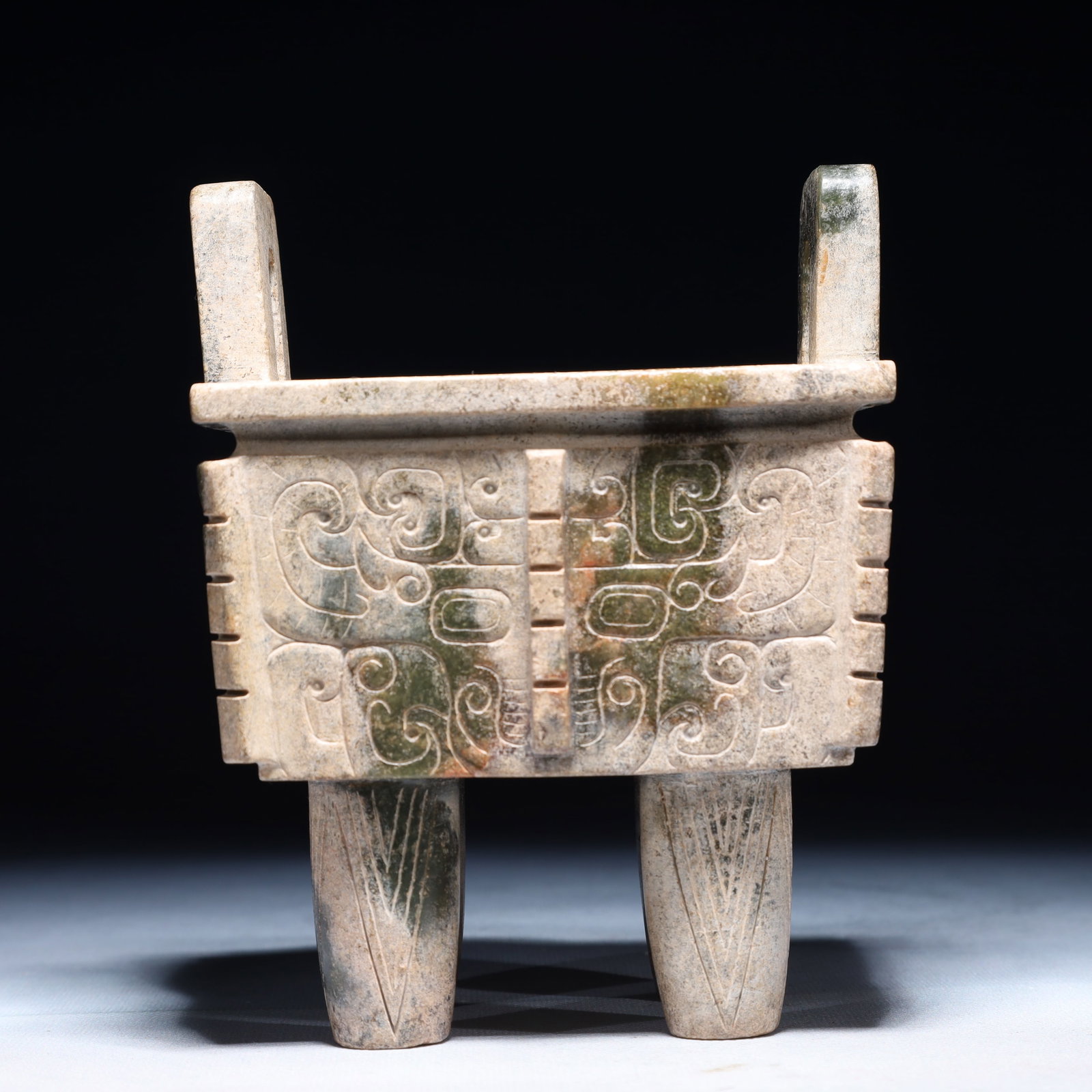 An Exquisite Jasper Beast-Face Pattern Double-Ears Censer (1 of 9)
