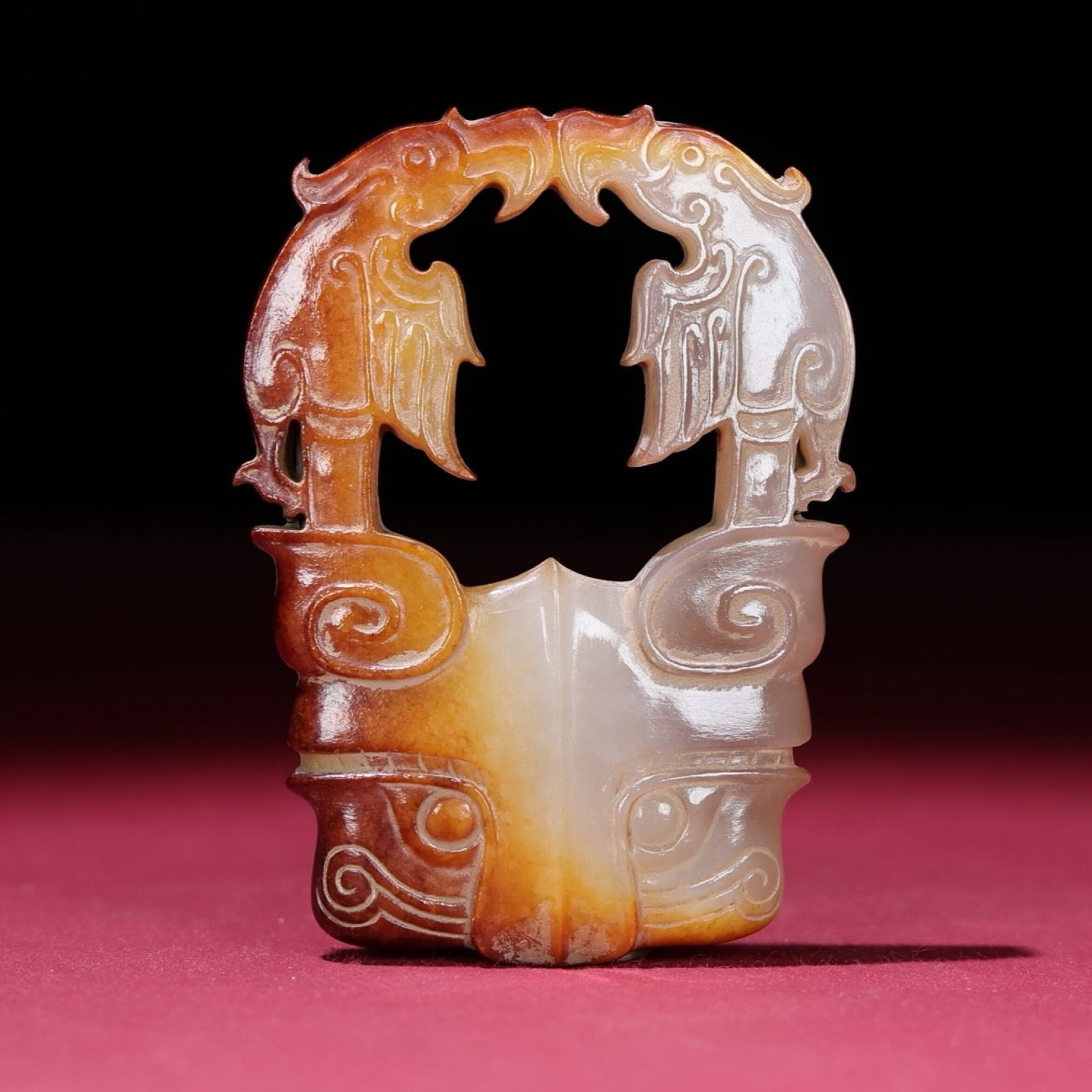White Jade Beast-Face Pattern Pendant: White Jade Beast-Face Pattern Pendant,Qing Dynasty,China,Size:2.8inx2inx0.2in,Weight:39g 白玉兽面纹佩,中国清代