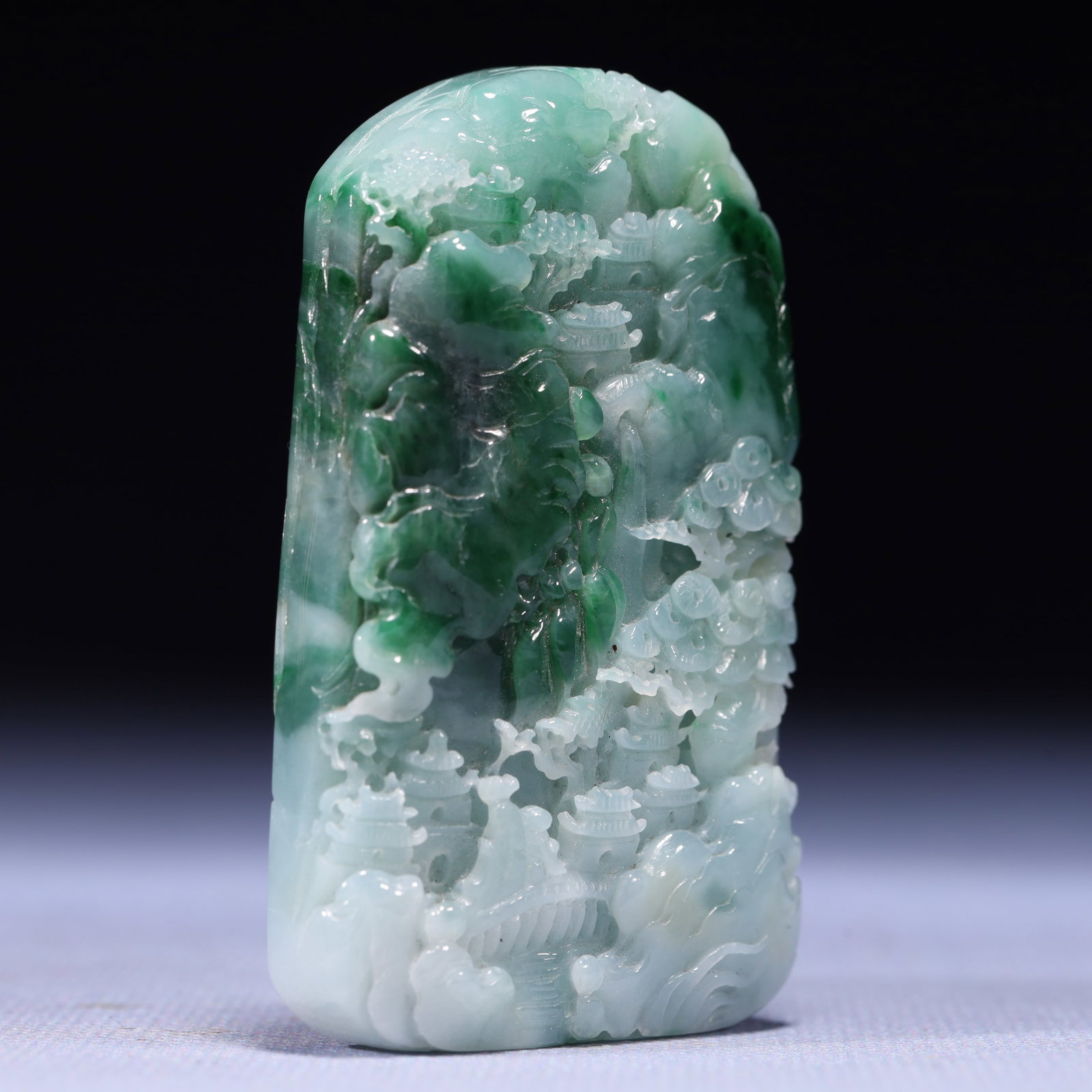 An Exquisite Jadeite Landscape Pattern Pendant - 3