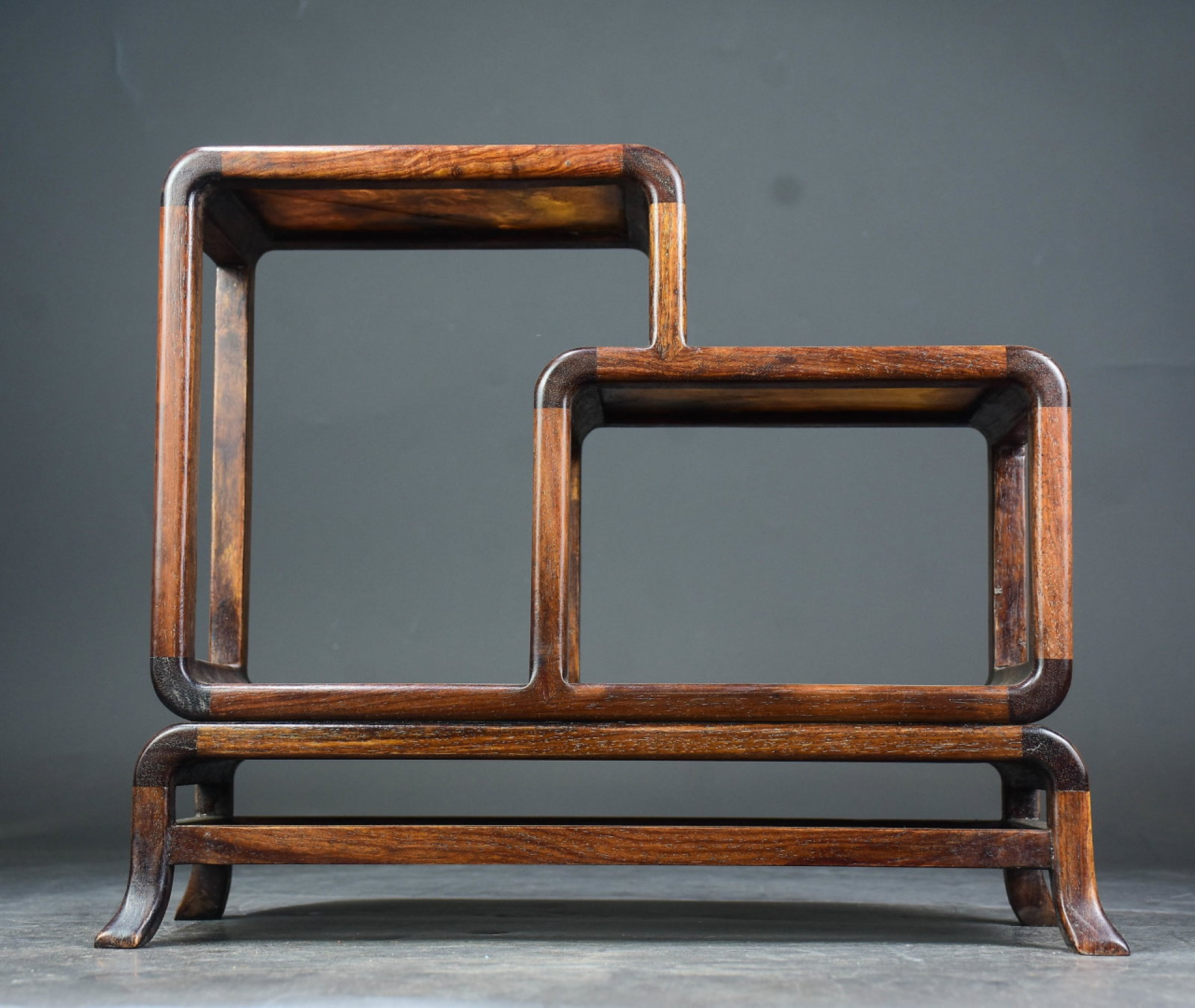 A Rare Huanghuali wood Inlaid Dolomite Curio Shelf: A Rare Huanghuali wood Inlaid Dolomite Curio Shelf,Qing Dynasty,China,Size:12.2inx15.4inx6.3in