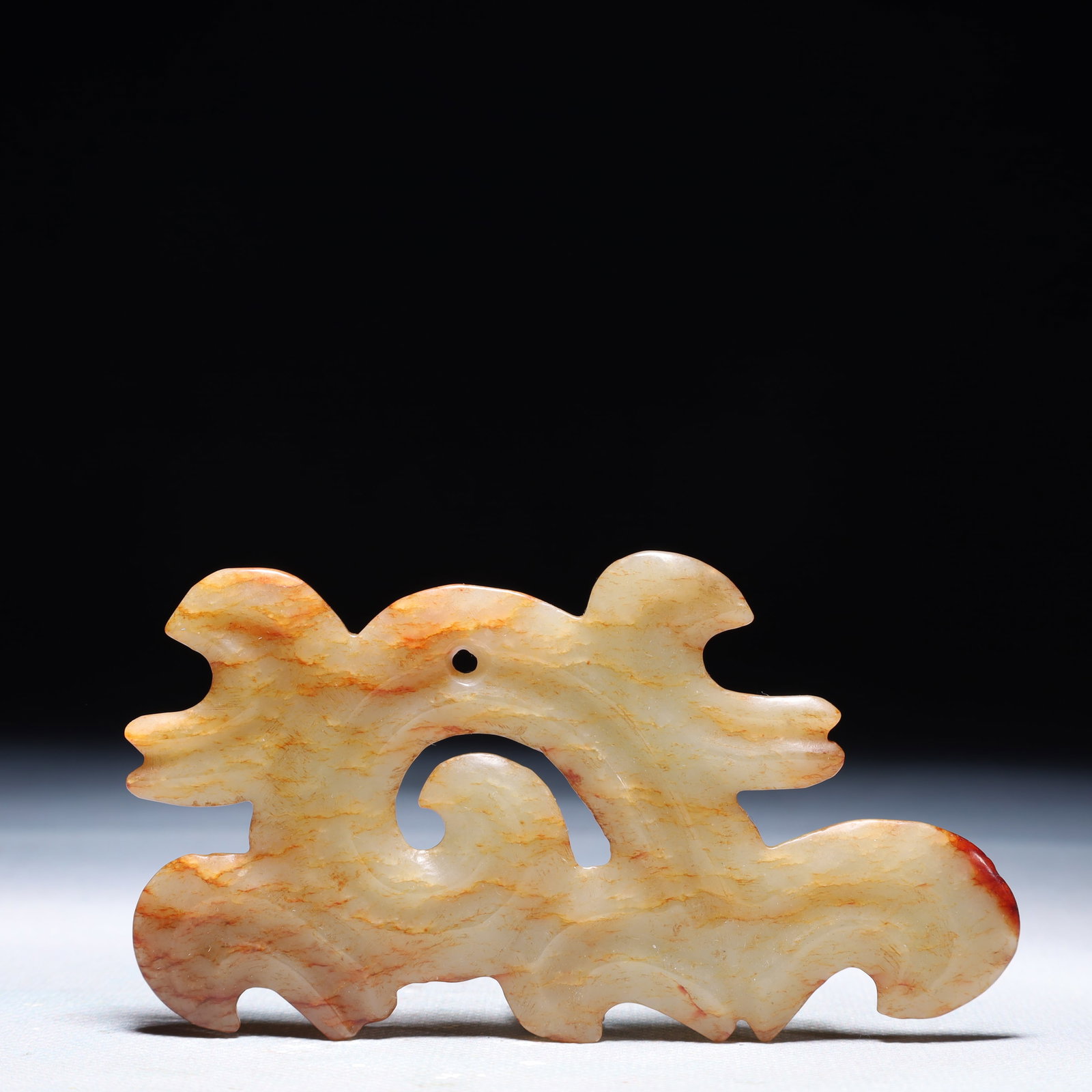 An Archaic Hongshan Culture White Jade Pendant: An Archaic Hongshan Culture White Jade Pendant,Ancient Time,China,Size:4.3inx2.4in,Weight:55g