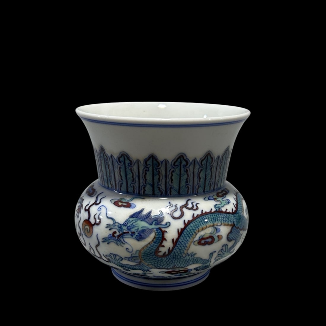 An Exquisite Doucai Auspicious Cloud and Dragon Pattern Jar (1 of 7)