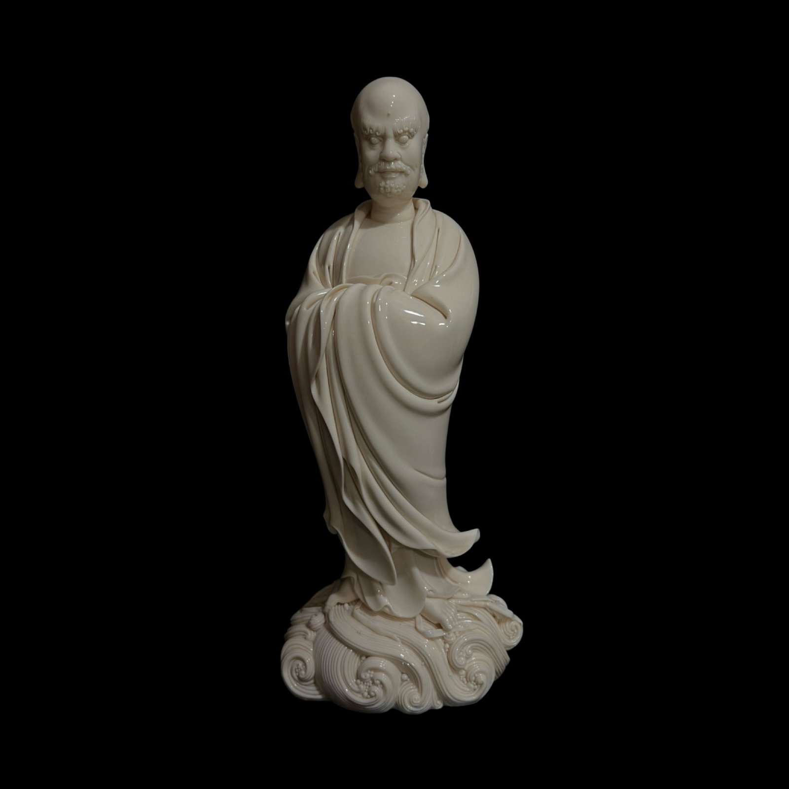 A Solemn Blance-De-Chine Statue of Dharma (1 of 8)
