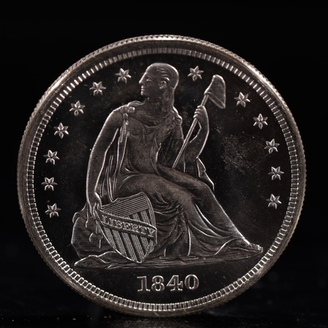 USA One Dollar 1840 Coin: American coin. IN GOD WE TRUST / LIBERTY / 1840 / UNITED STATES OF AMERICA / ONE DOL. Weight:26.9g.