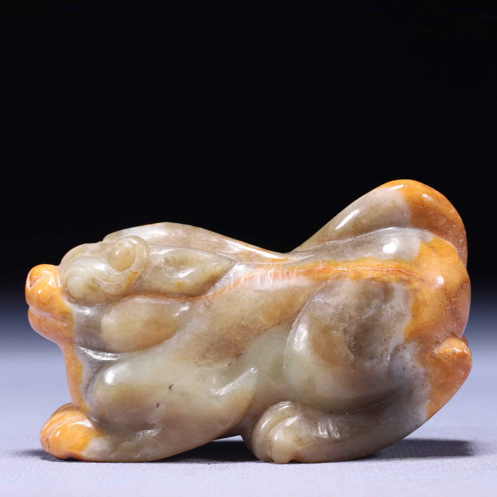 An Archaic Hongshan Culture Yellow Jade Beast Ornament: An Archaic Hongshan Culture Yellow Jade Beast Ornament,Ancient Time,China,Size:3.1inx1.4inx1.6in,Weight:210g