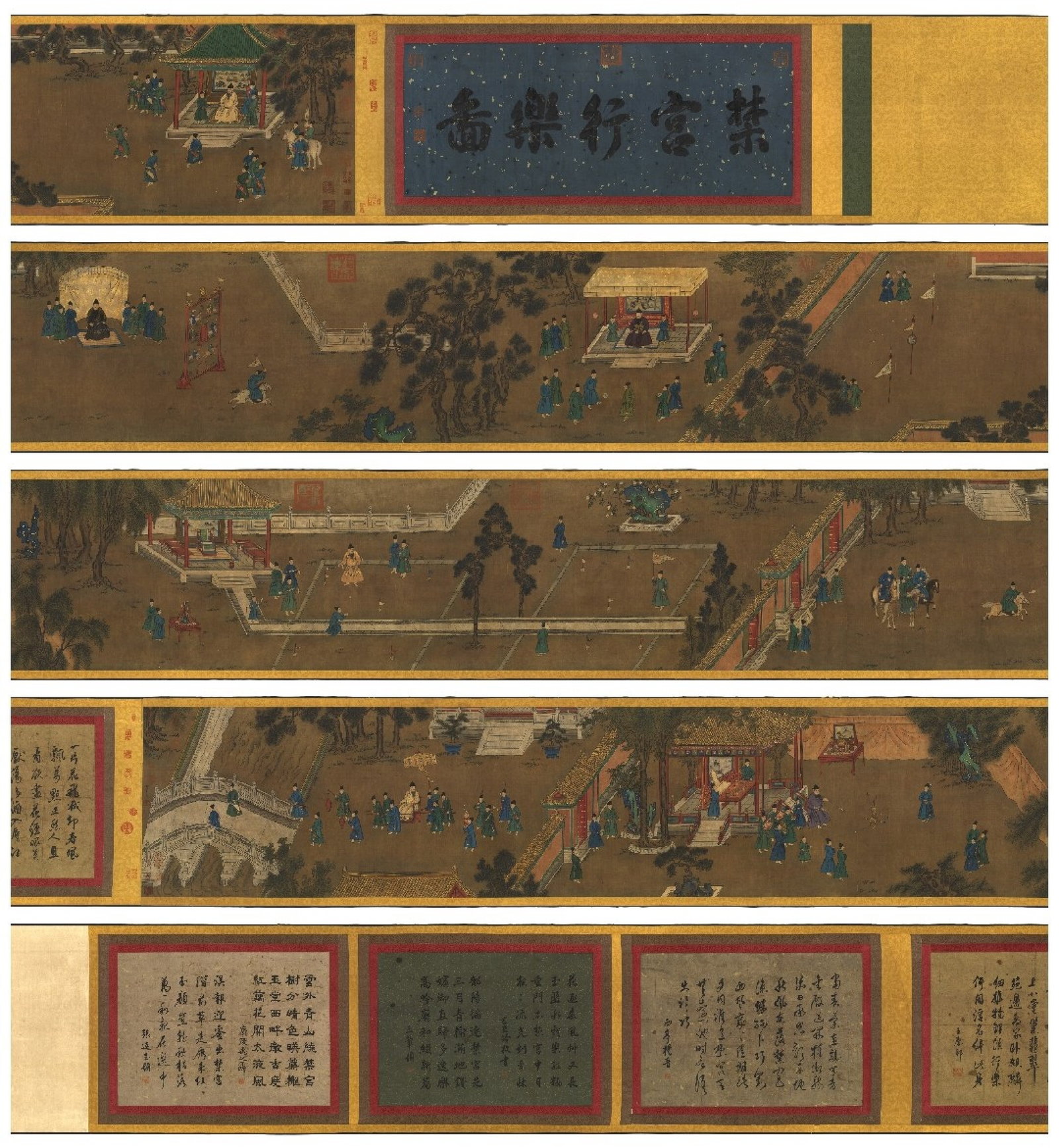 A Chinese Hand Scroll Ink Painting of Character and Story on Silk: A Chinese Hand Scroll Ink Painting of Character and Story on Silk,Shang Xi,Size:578.7inx22in