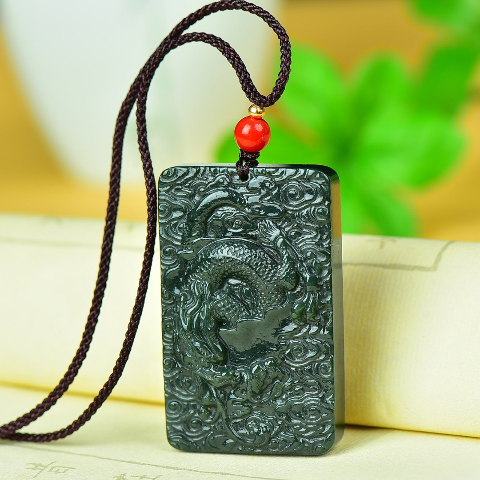 An Exquisite Jasper Dragon Pattern Pendant - 4