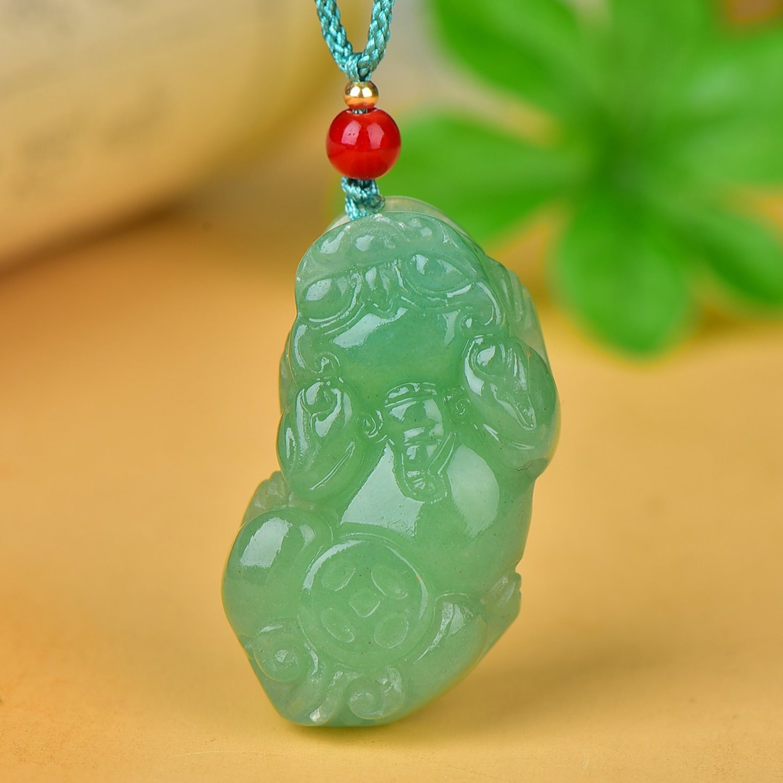 An Exquisite Greenish Jade Wealth-Attracting Creature Pattern Pendant: An Exquisite Greenish Jade Wealth-Attracting Creature Pattern Pendant,Size:1inx1.8in 青玉貔貅纹挂件