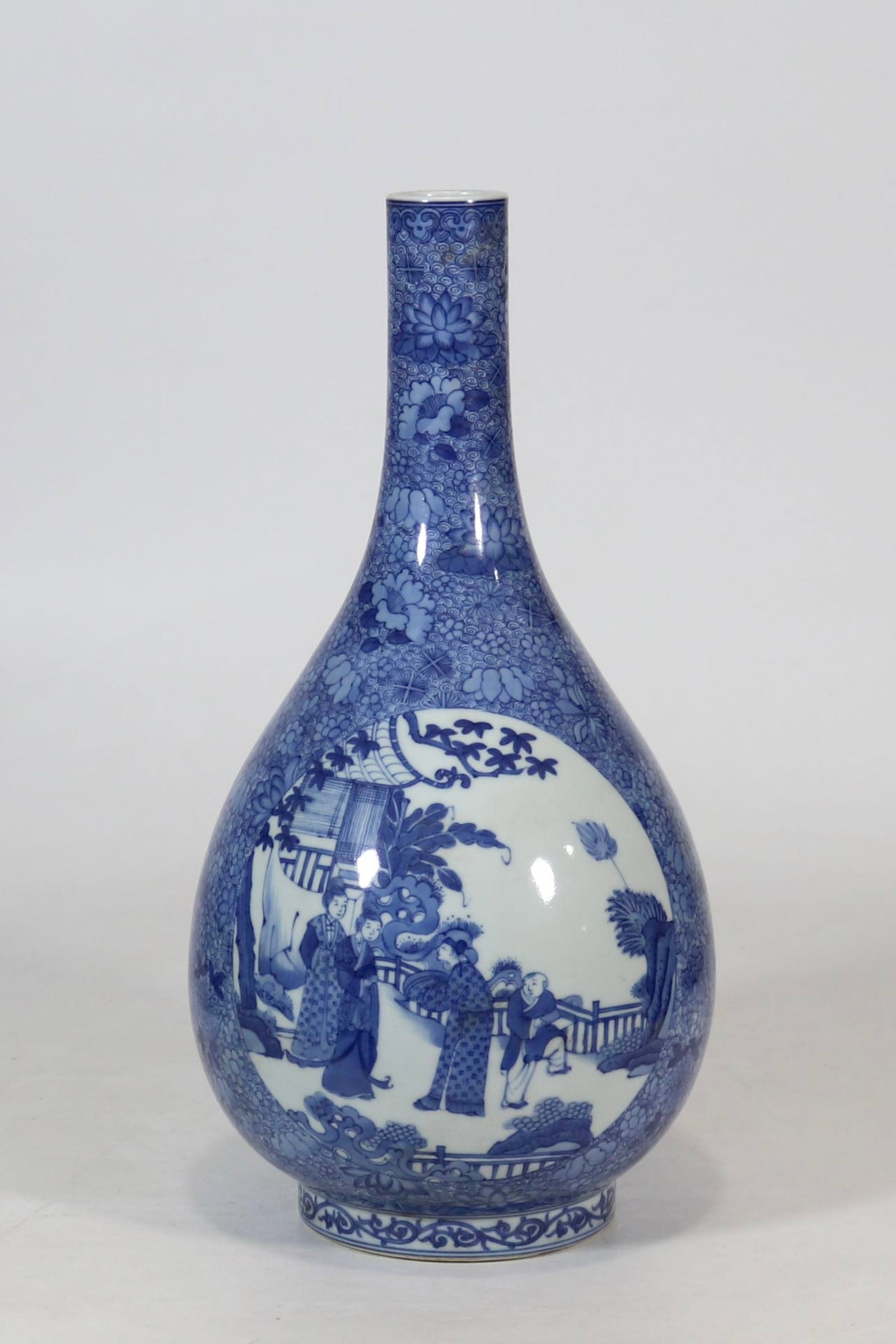 A Rare Blue and White Character and Story Pattern Vase: A Rare Blue and White Character and Story Pattern Vase,Qing Dynasty,China,Kangxi Six-character Mark,Size:14.3in 青花人物故事纹瓶,中国清