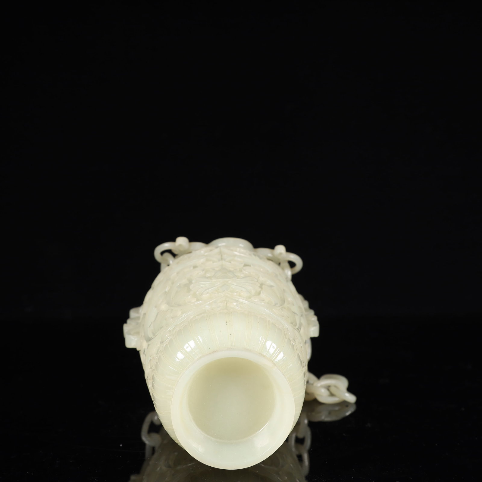 A Huge White Jade Flower Pattern Bottle,With Base - 11