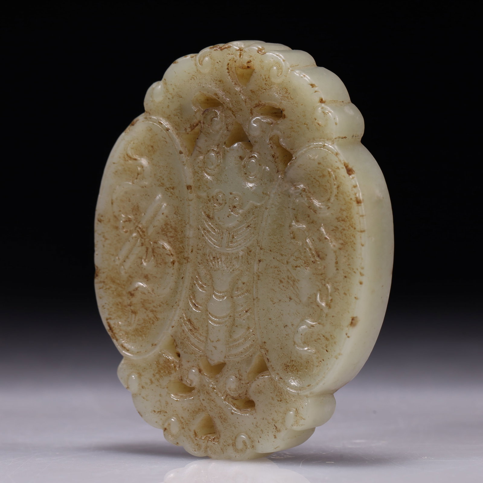 An Exquisite White Jade Bats Pattern Ornament - 2