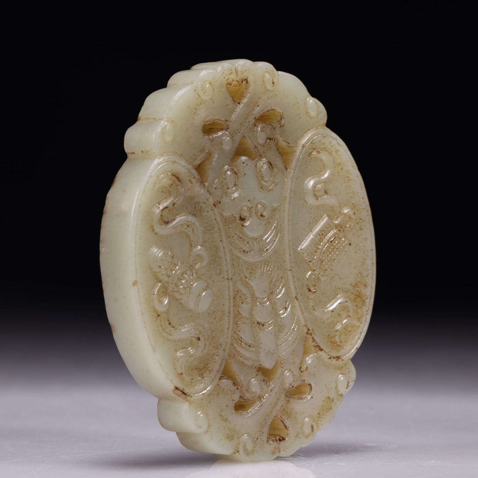 An Exquisite White Jade Bats Pattern Ornament - 3