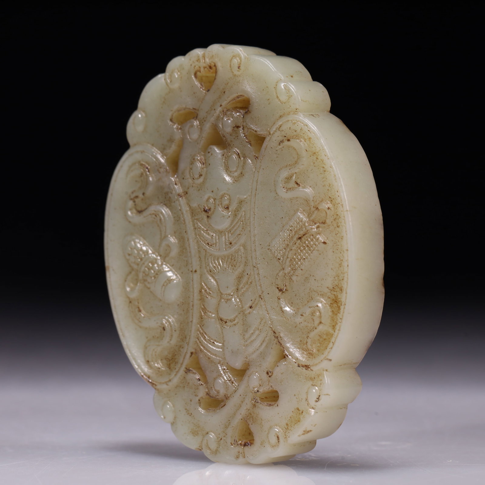 An Exquisite White Jade Bats Pattern Ornament - 5