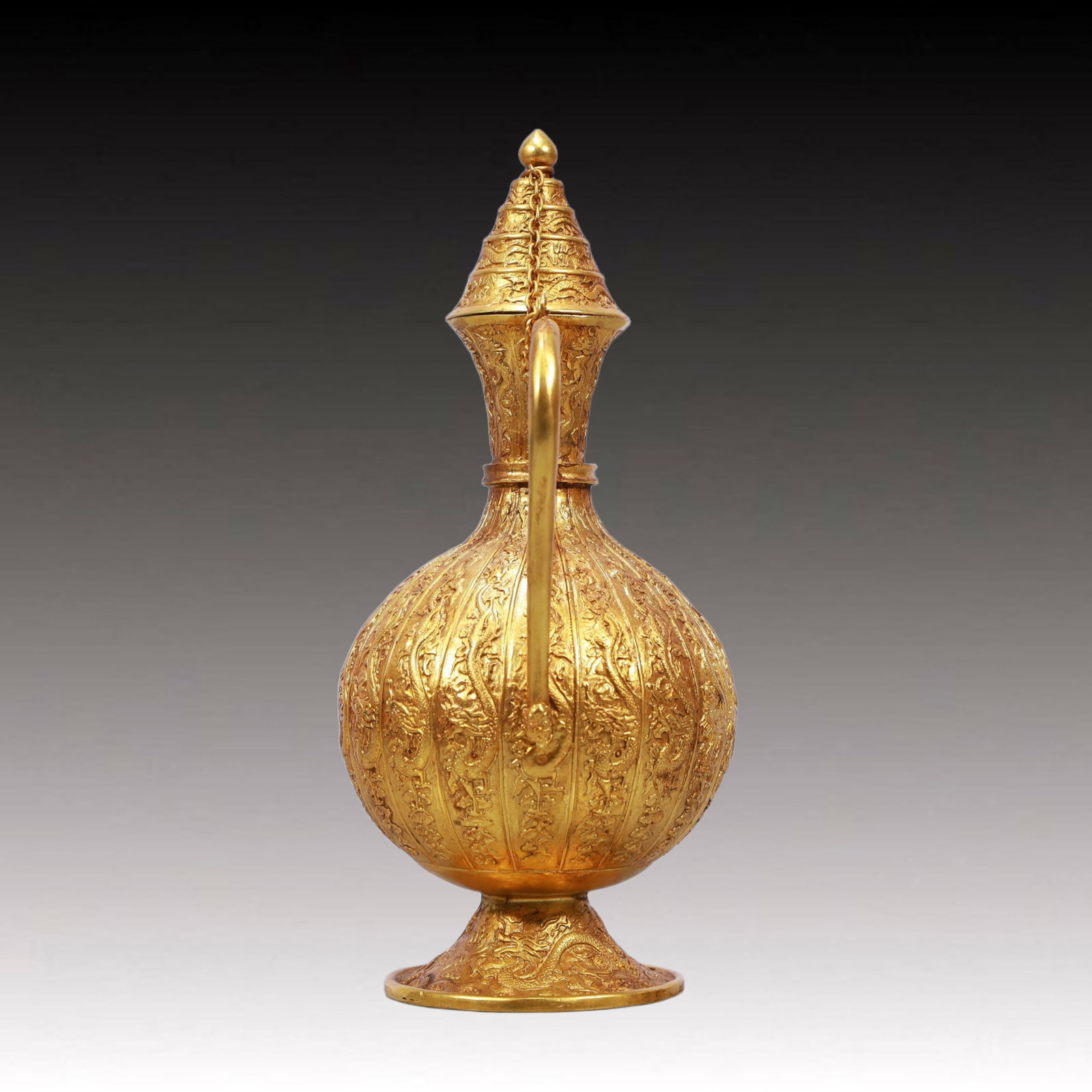 A Rare Gilt Bronze Dragon Pattern Ewer - 8