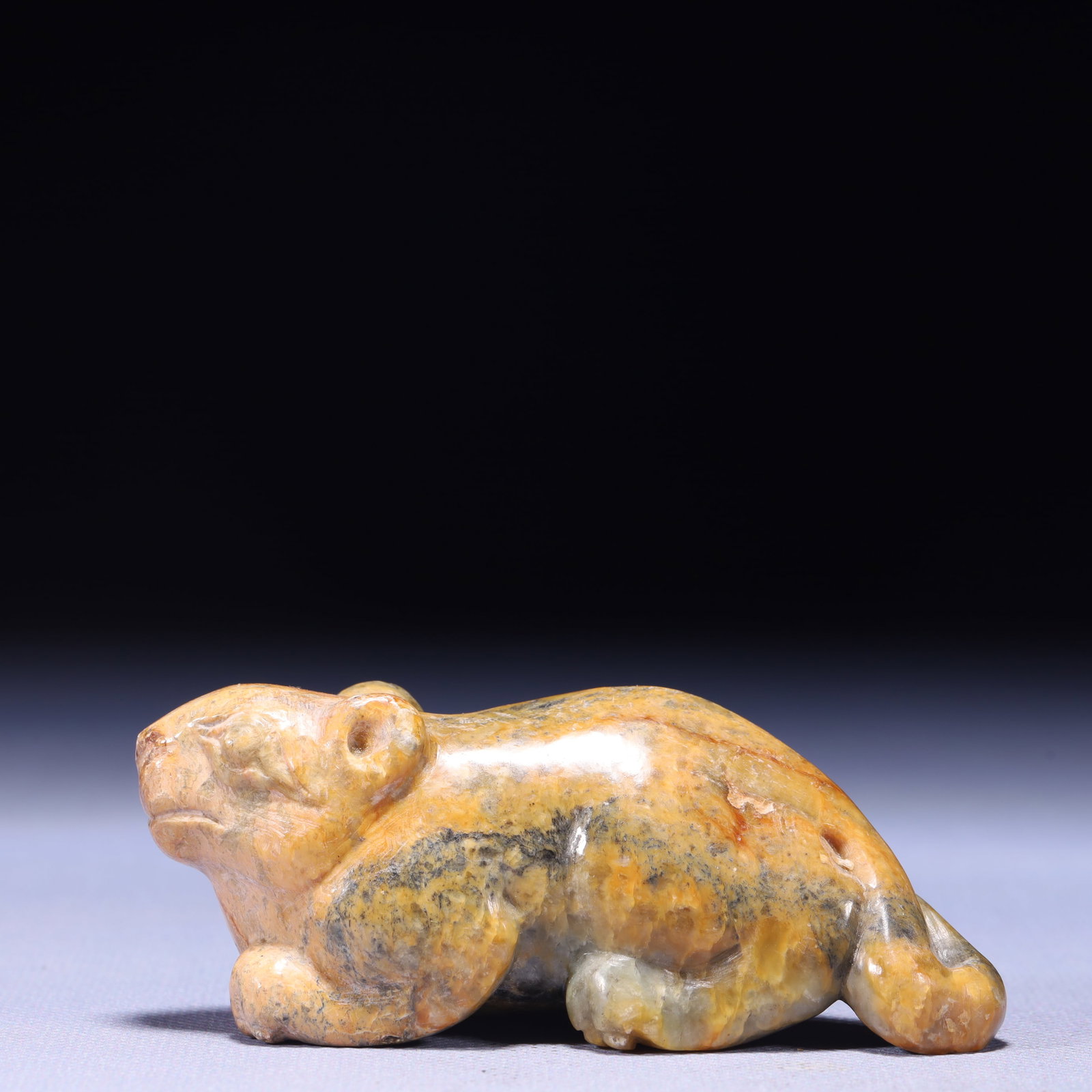 An Archaic Hongshan Culture Yellow Jade Mouse Ornament: An Archaic Hongshan Culture Yellow Jade Mouse Ornament,Ancient Time,China,Size:3.7inx1.2inx1.6in,Weight:188g