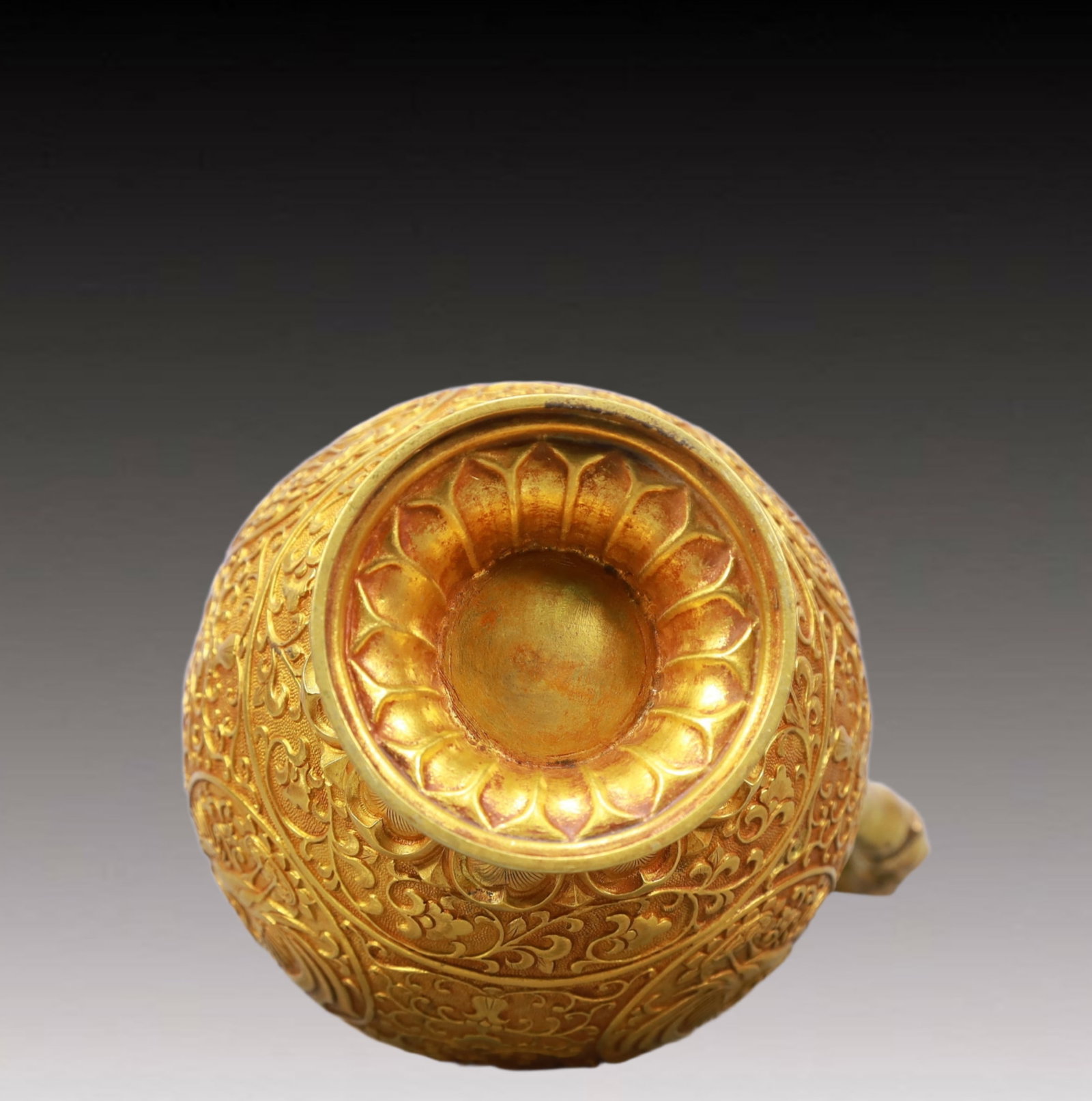 A Rare Gilt Bronze Lotus and Phoenix Pattern Ewer - 10
