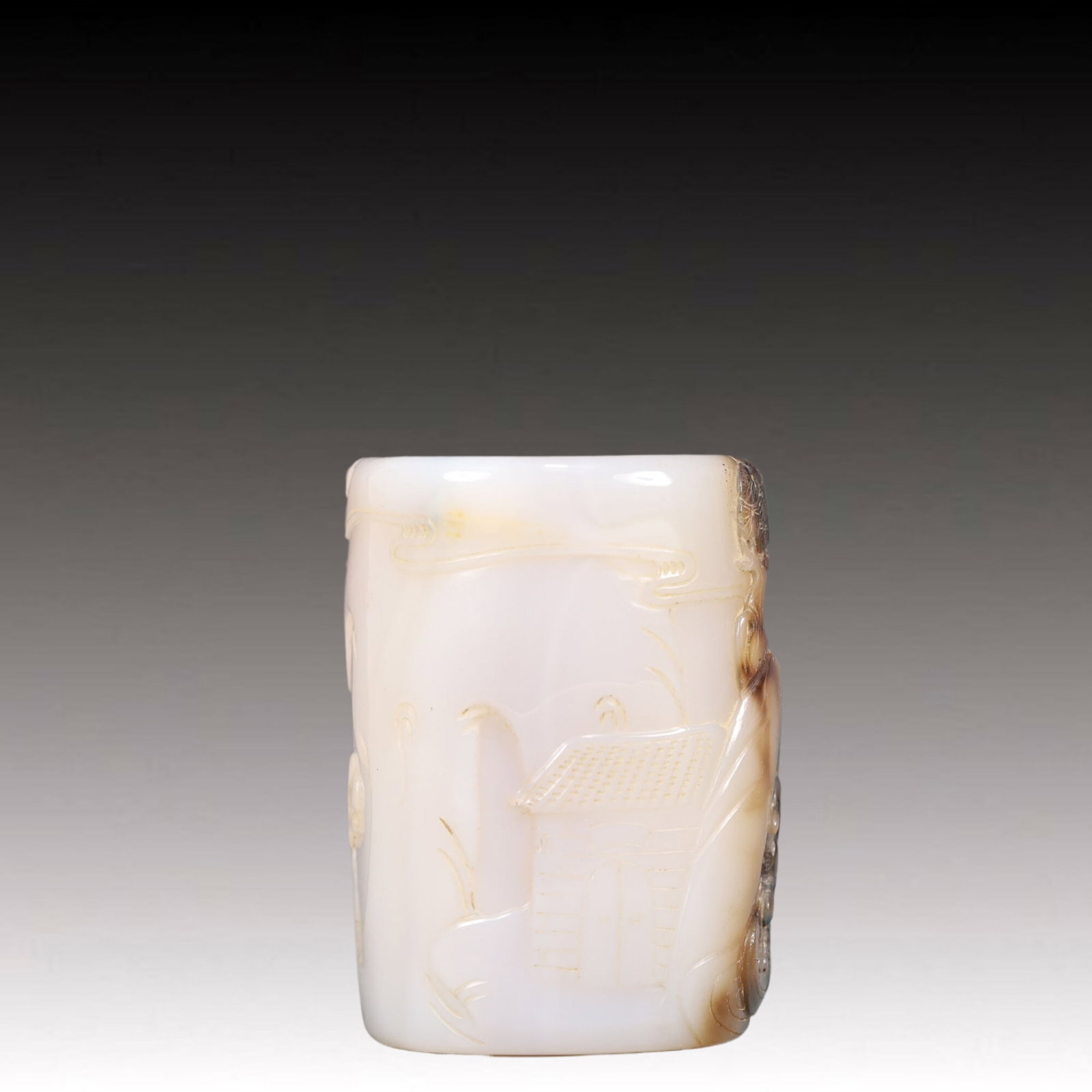 An Exquisite Agate Figure Pattern Brush Pot - 4