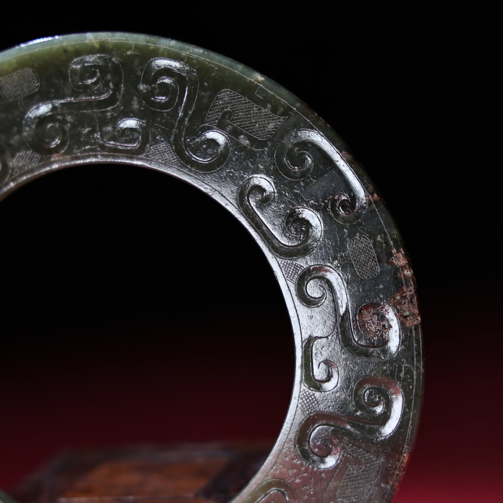 An Exquisite Green Jade Auspicious Cloud Pattern Ornament - 4