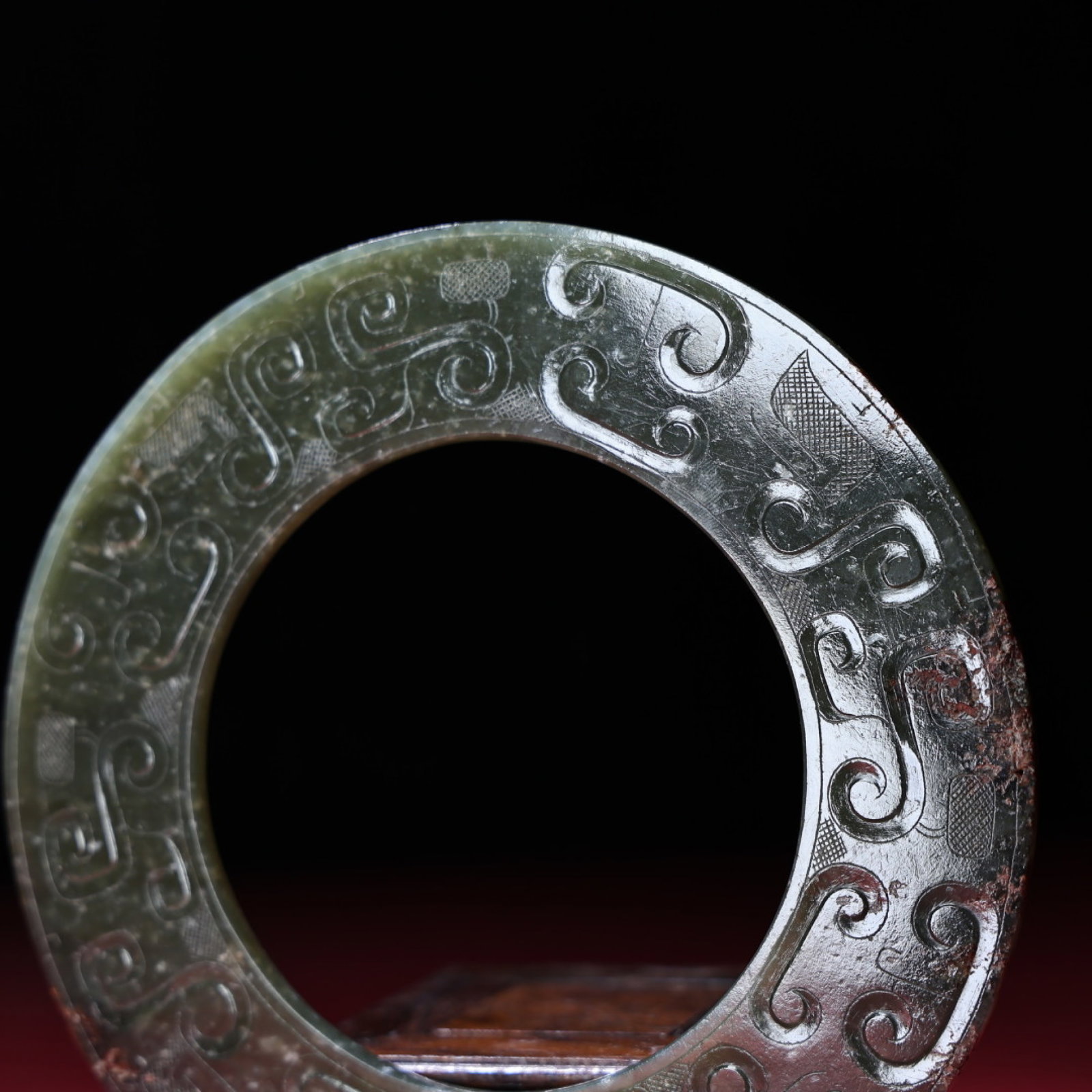An Exquisite Green Jade Auspicious Cloud Pattern Ornament - 7